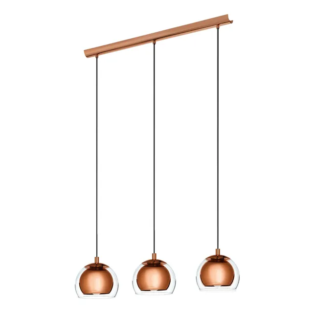 eglo-rocamar-pendelleuchte-3-flammig-h-ngelampe-metall-kupfer-glas-klar-e27 image 1