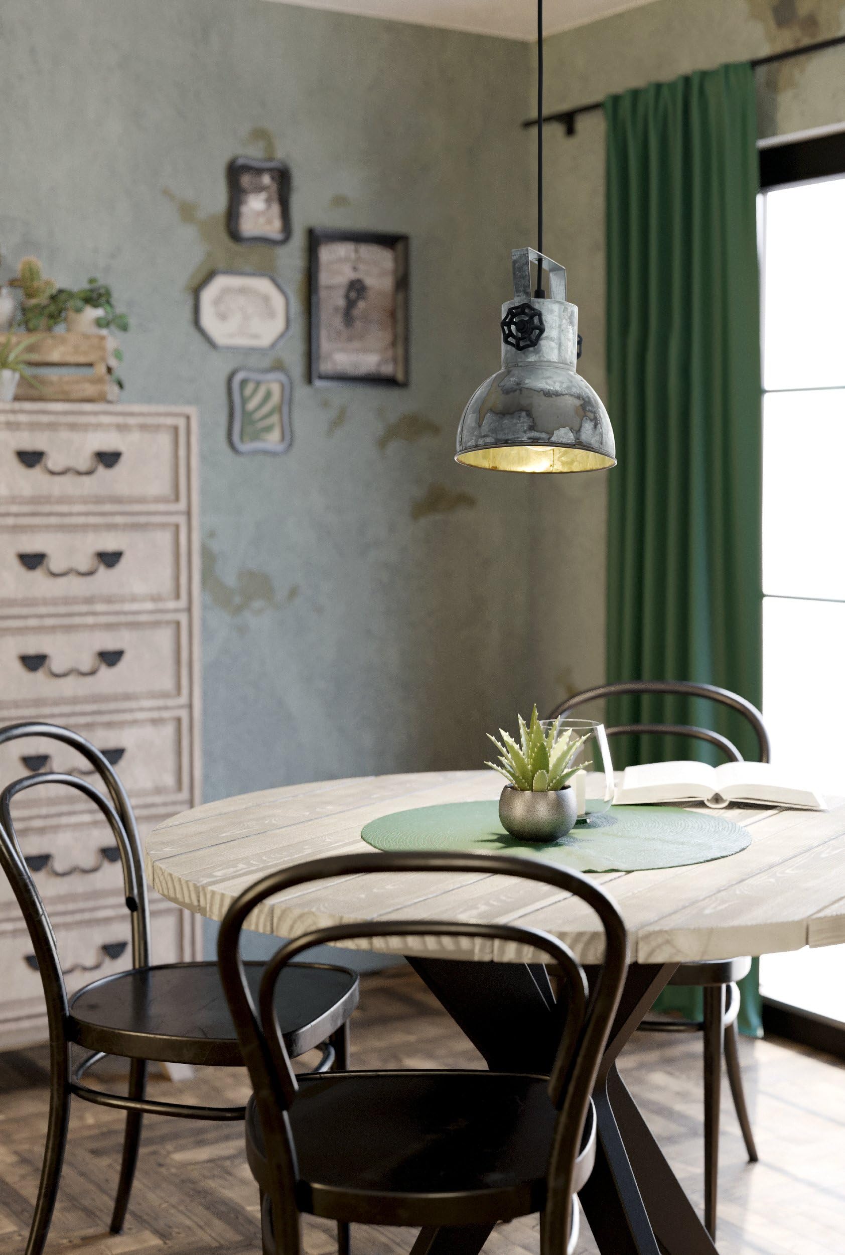 eglo-barnstaple-pendellampe-e27-vintage-industrial-stahl-used-look-schwarz-17-5- image 4
