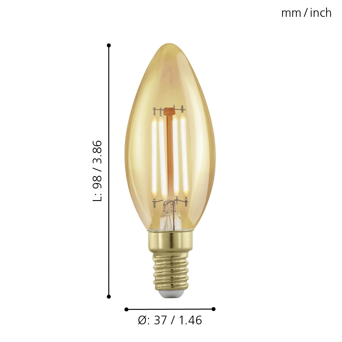 eglo-led-e14-golden-vintage-kerze-c37-4w-320lm-warmwei-1700k-dimmbar image 3