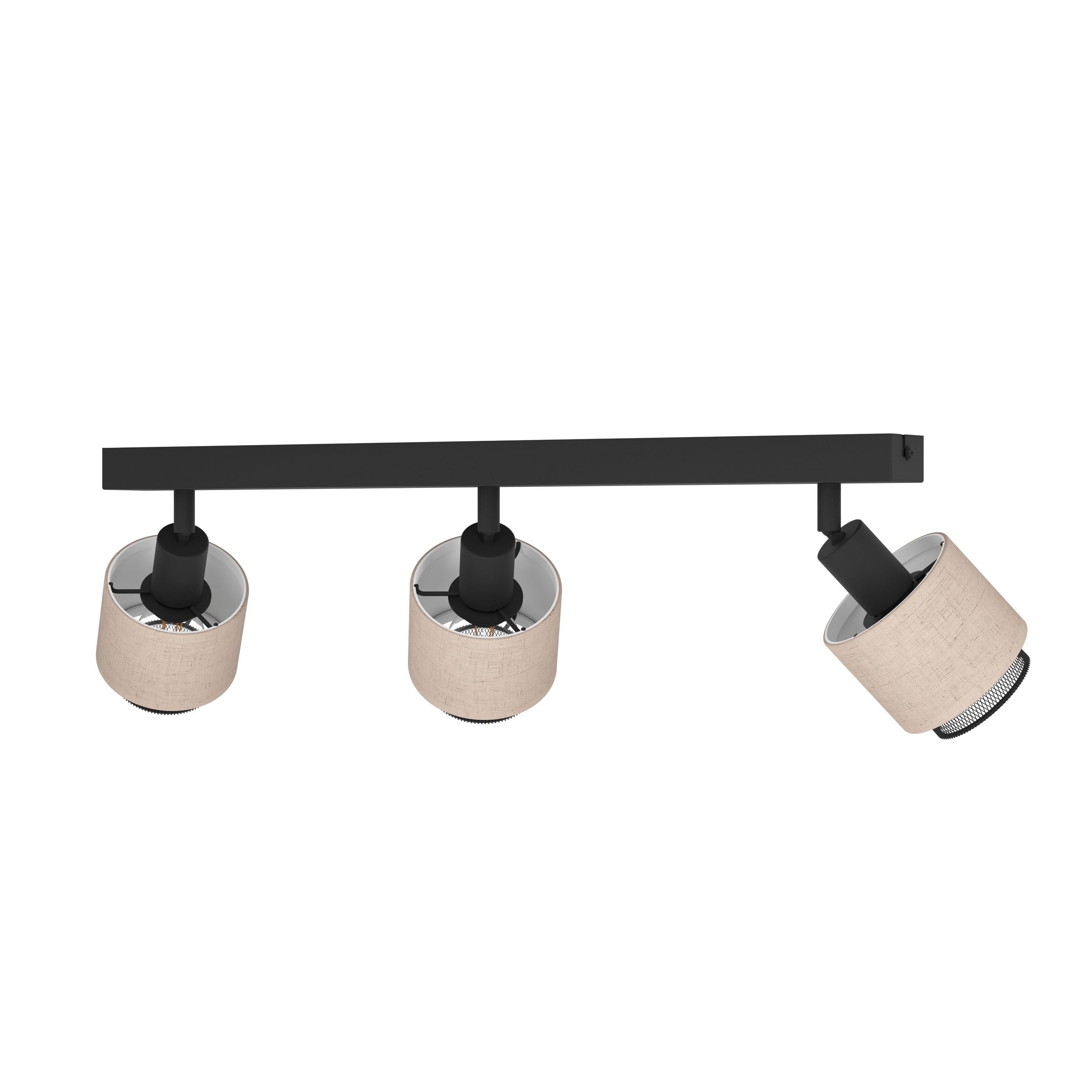 eglo-rosley-3-fach-deckenstrahler-deckenlampe-e14-schwenkbar-textil-natur-metall image 2