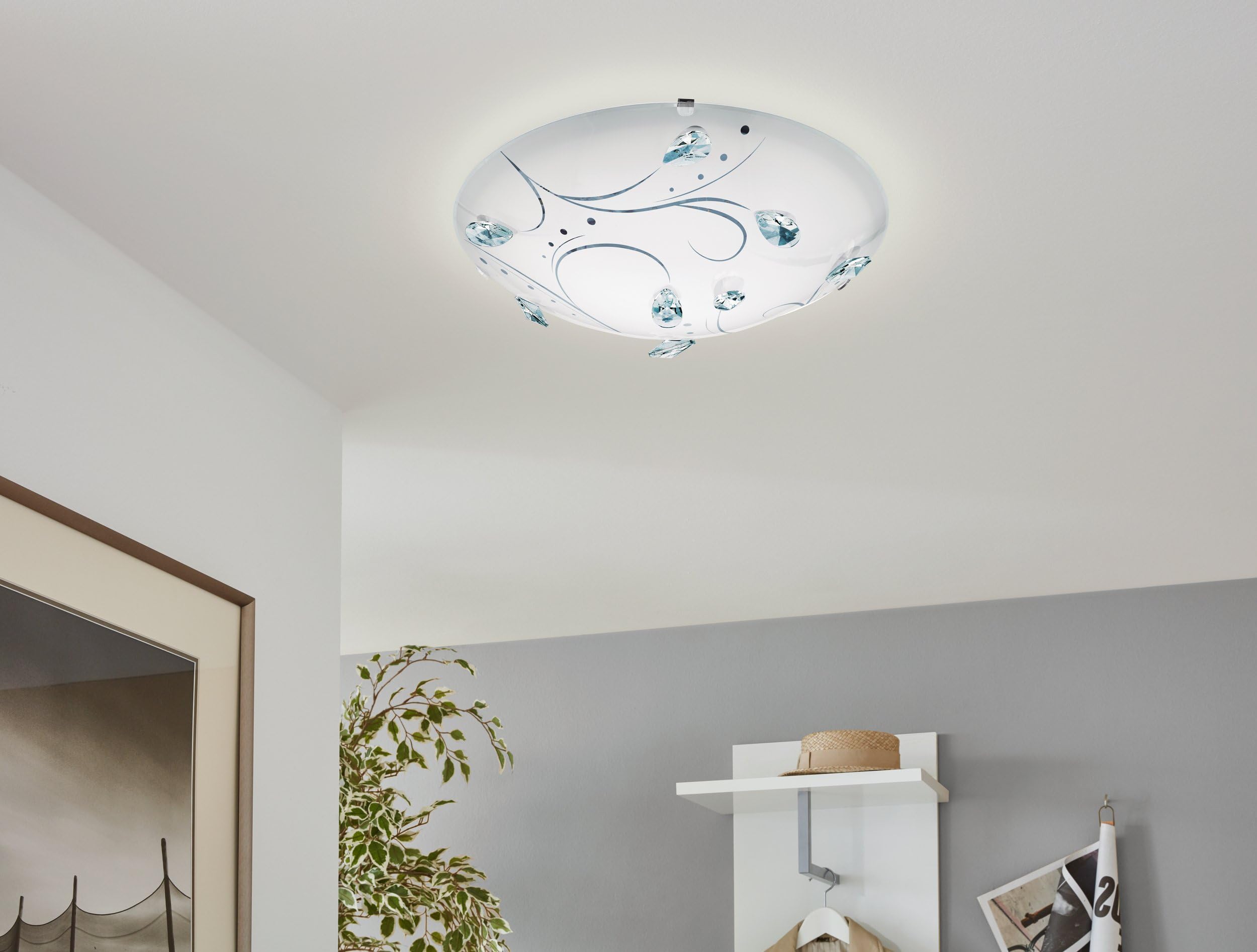 eglo-sorrenta-1-led-deckenleuchte-klassisch-wei-mit-kristallen-31-5-cm image 2