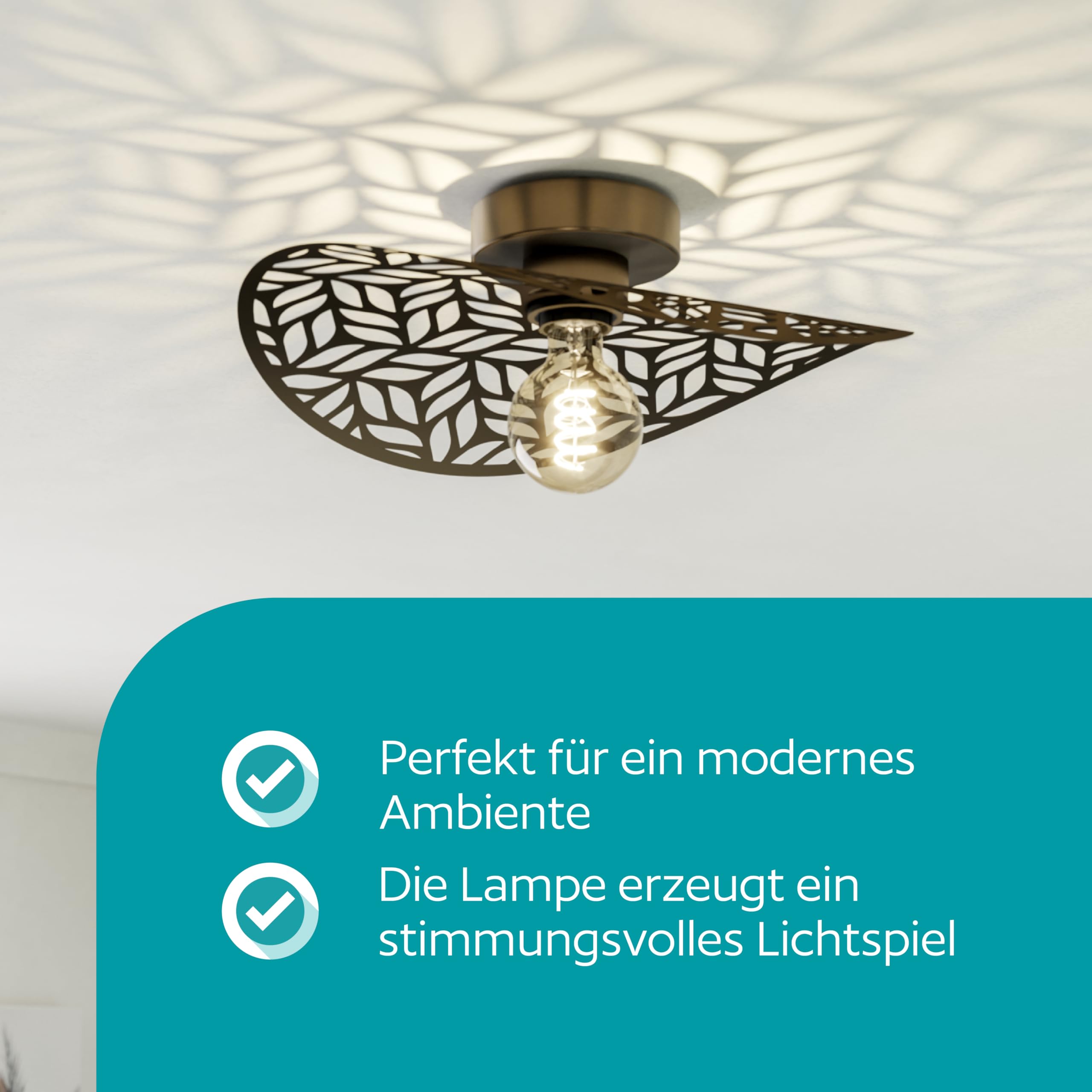 eglo-swaby-deckenlampe-40-cm-stahl-bronze-mit-blatt-dekor-e27 image 2