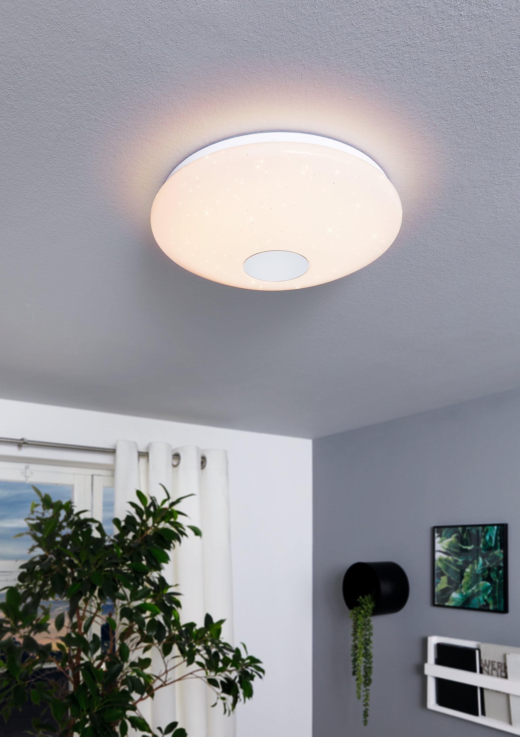 eglo-voltago-2-led-deckenleuchte-38-cm-wei-dimmbar-mit-fernbedienung-und-kristal image 2