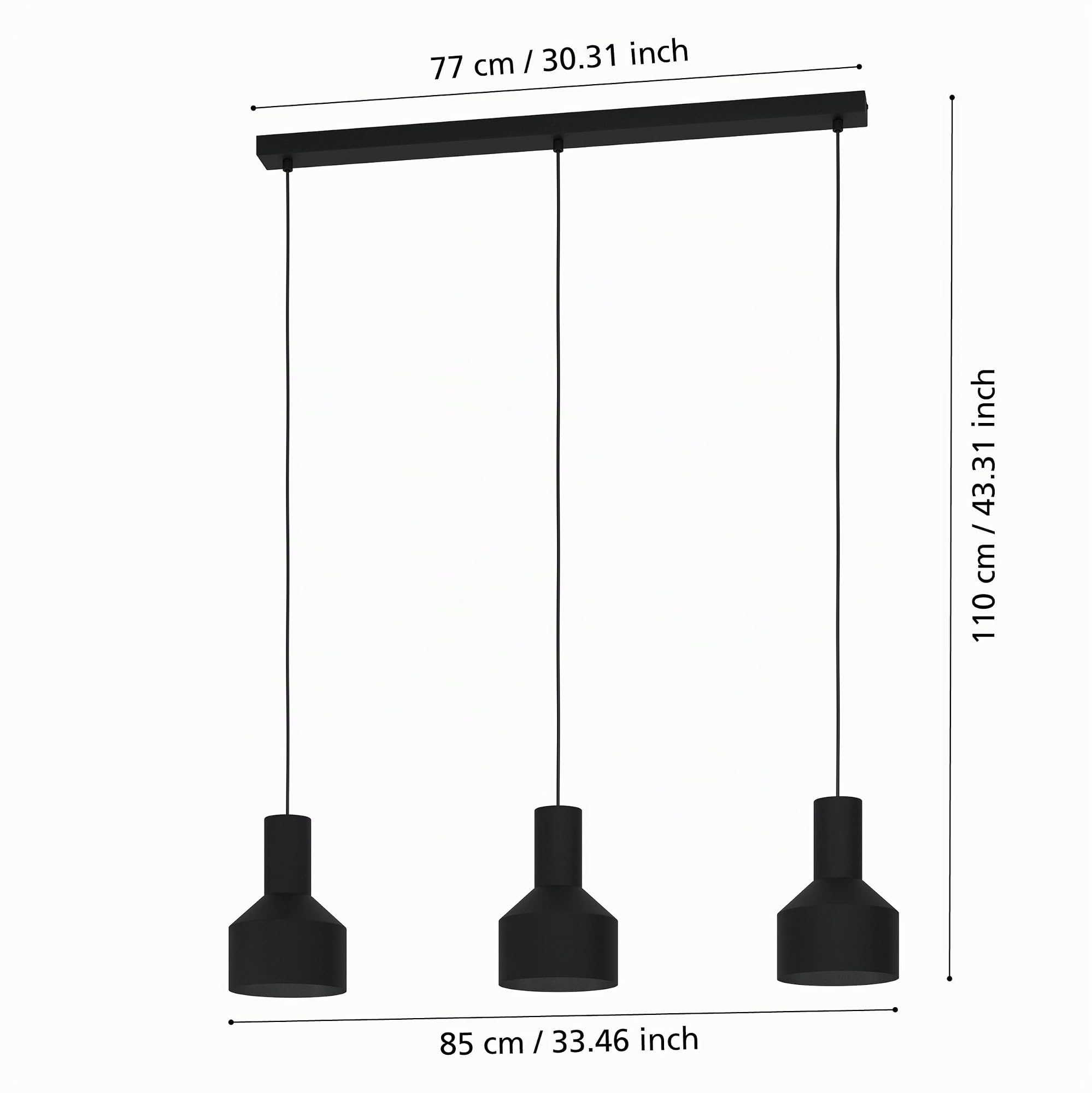 eglo-casibare-3-flammige-pendelleuchte-industrial-schwarz-metall-e27 image 5