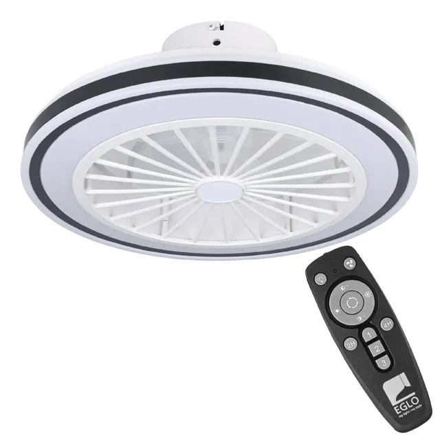 eglo-almeria-deckenventilator-mit-led-48-cm-schwarz-wei-dimmbar-fernbedienung image 1