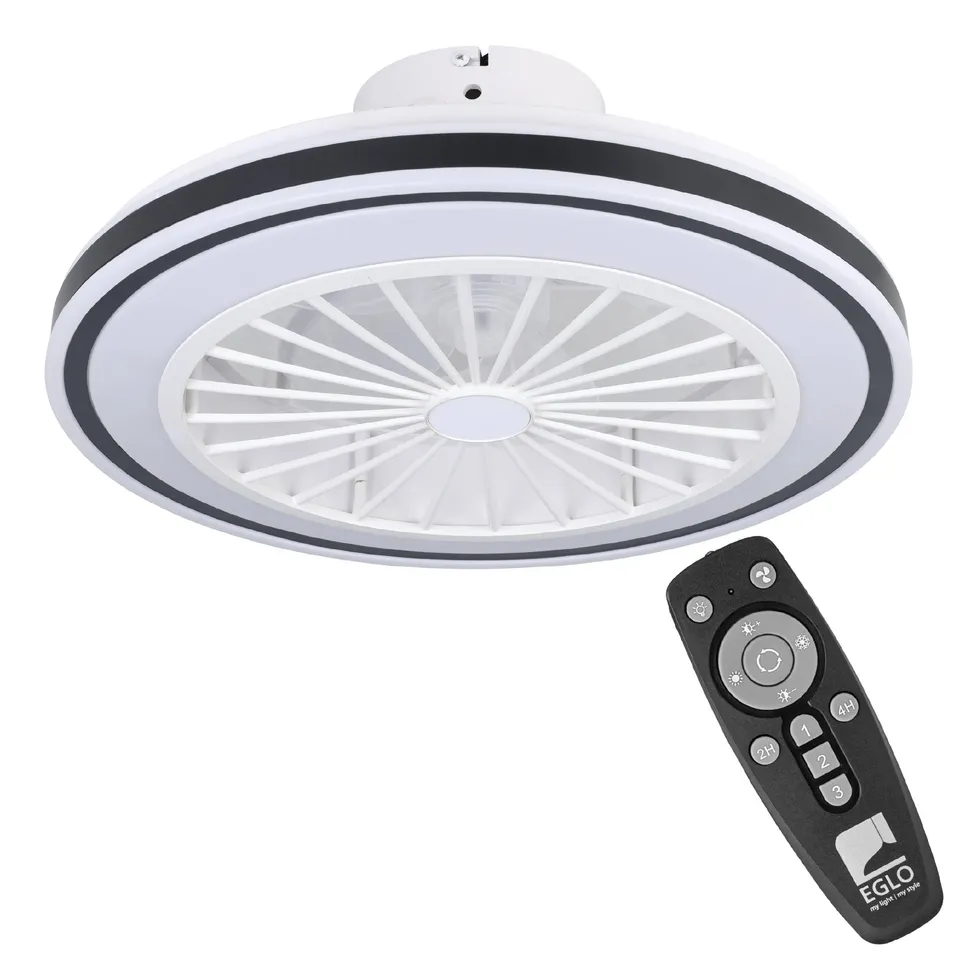 eglo-almeria-deckenventilator-mit-led-48-cm-schwarz-wei-dimmbar-fernbedienung image 1