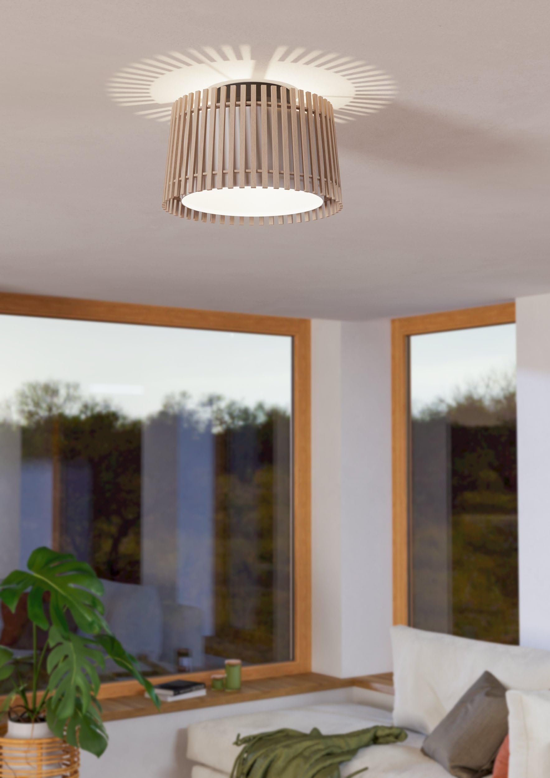 eglo-fattoria-deckenlampe-38-cm-holz-hell-und-stoff-wei-e27 image 3