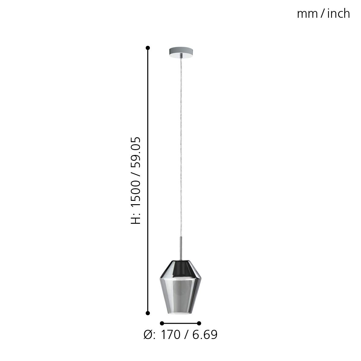 eglo-murmillo-pendelleuchte-1-flammig-h-ngelampe-stahl-chrom-rauchglas-schwarz-t image 3