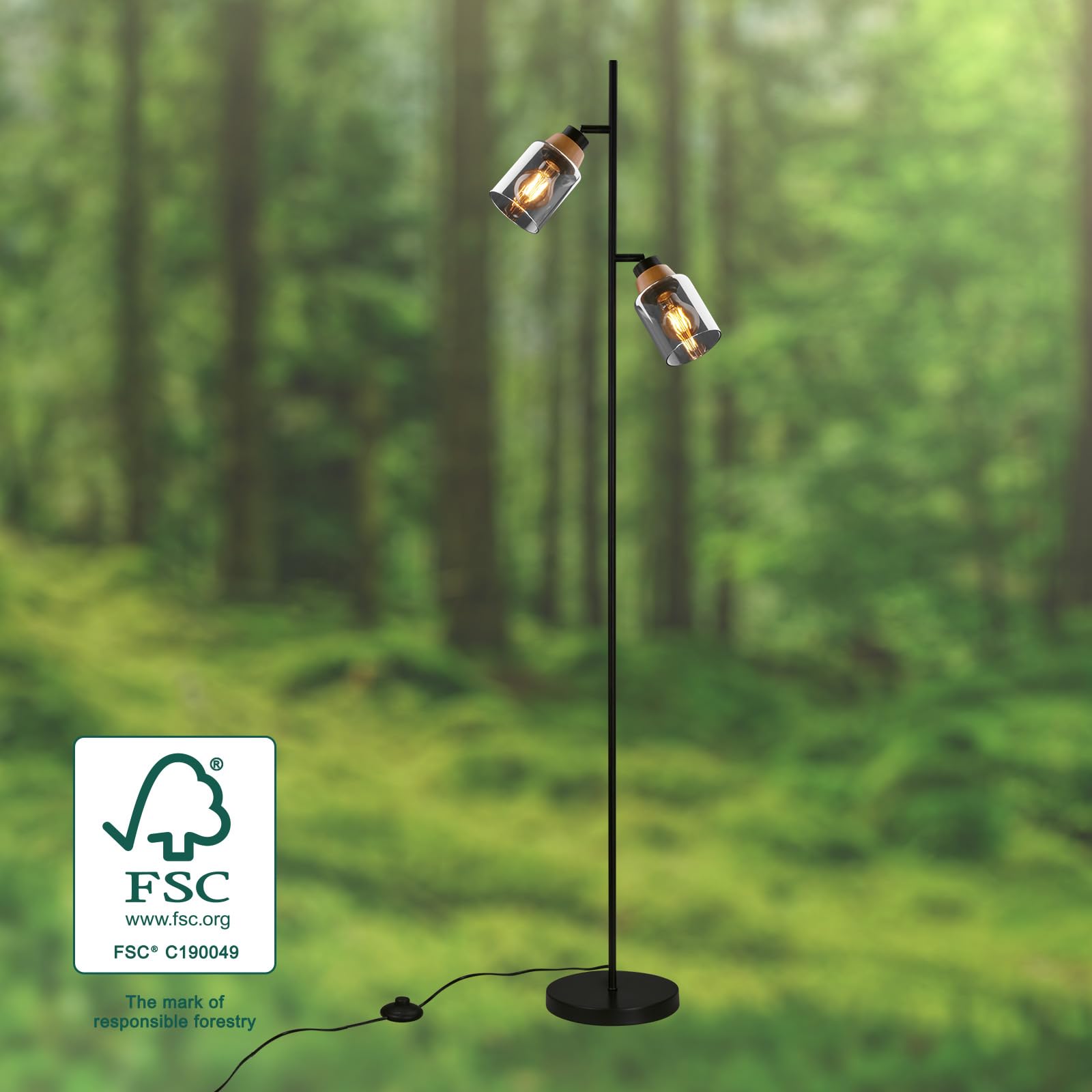 briloner-stehlampe-rauchglas-schwarz-holz-150-cm-2x-e27-mit-fu-taster image 3