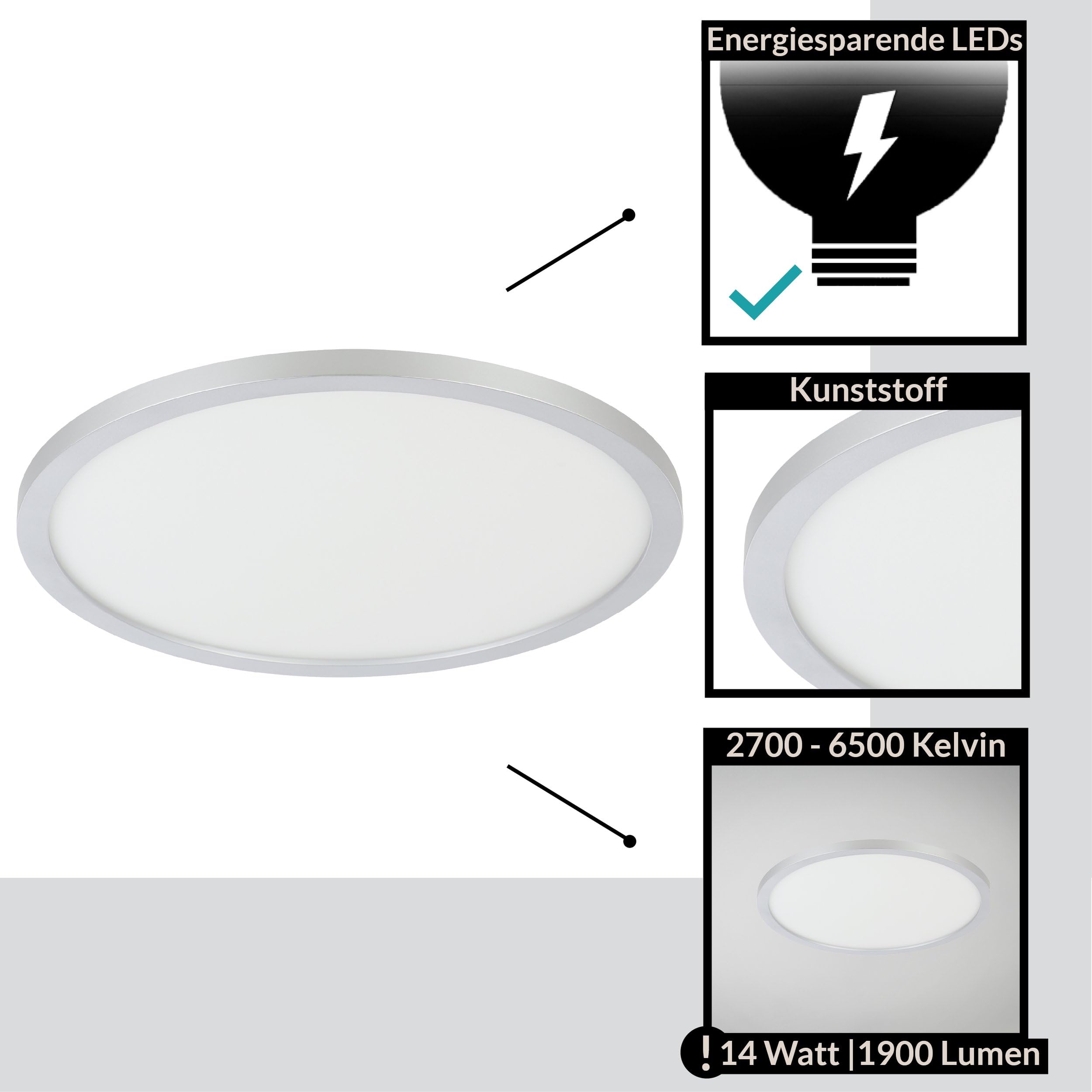 eglo-campaspero-led-deckenleuchte-rund-30-cm-dimmbar-mit-fernbedienung-wei-grau image 2