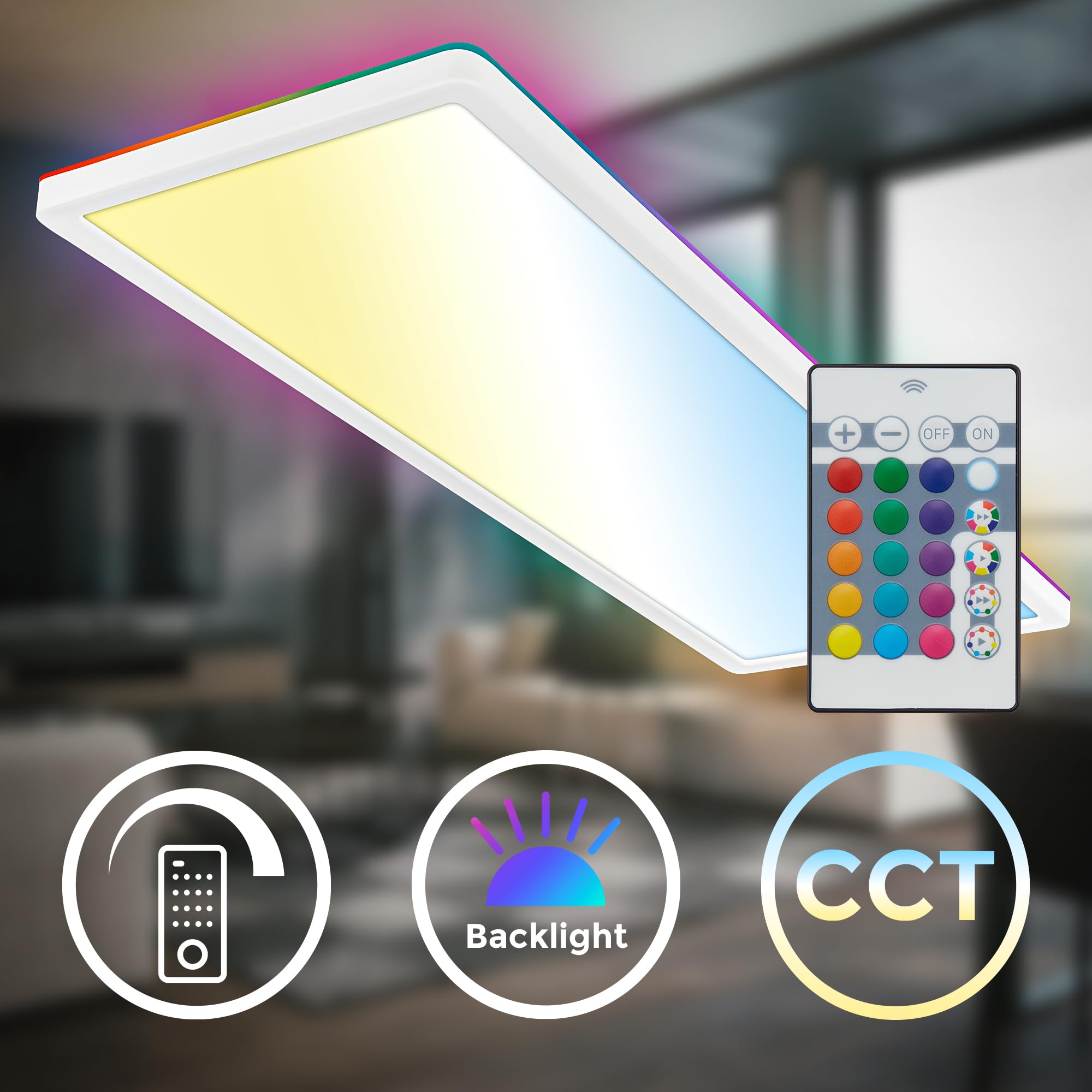 briloner-b-k-licht-led-deckenlampe-flach-58x20cm-mit-fernbedienung-rgb-backlight image 2