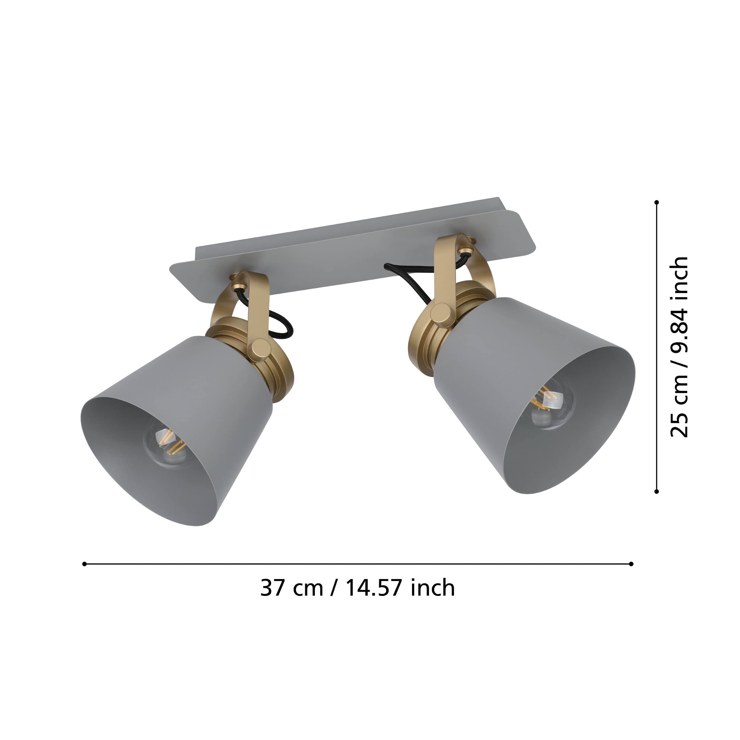 eglo-twicken-2-flammiger-deckenstrahler-e27-metall-grau-gold-schwenkbar image 3