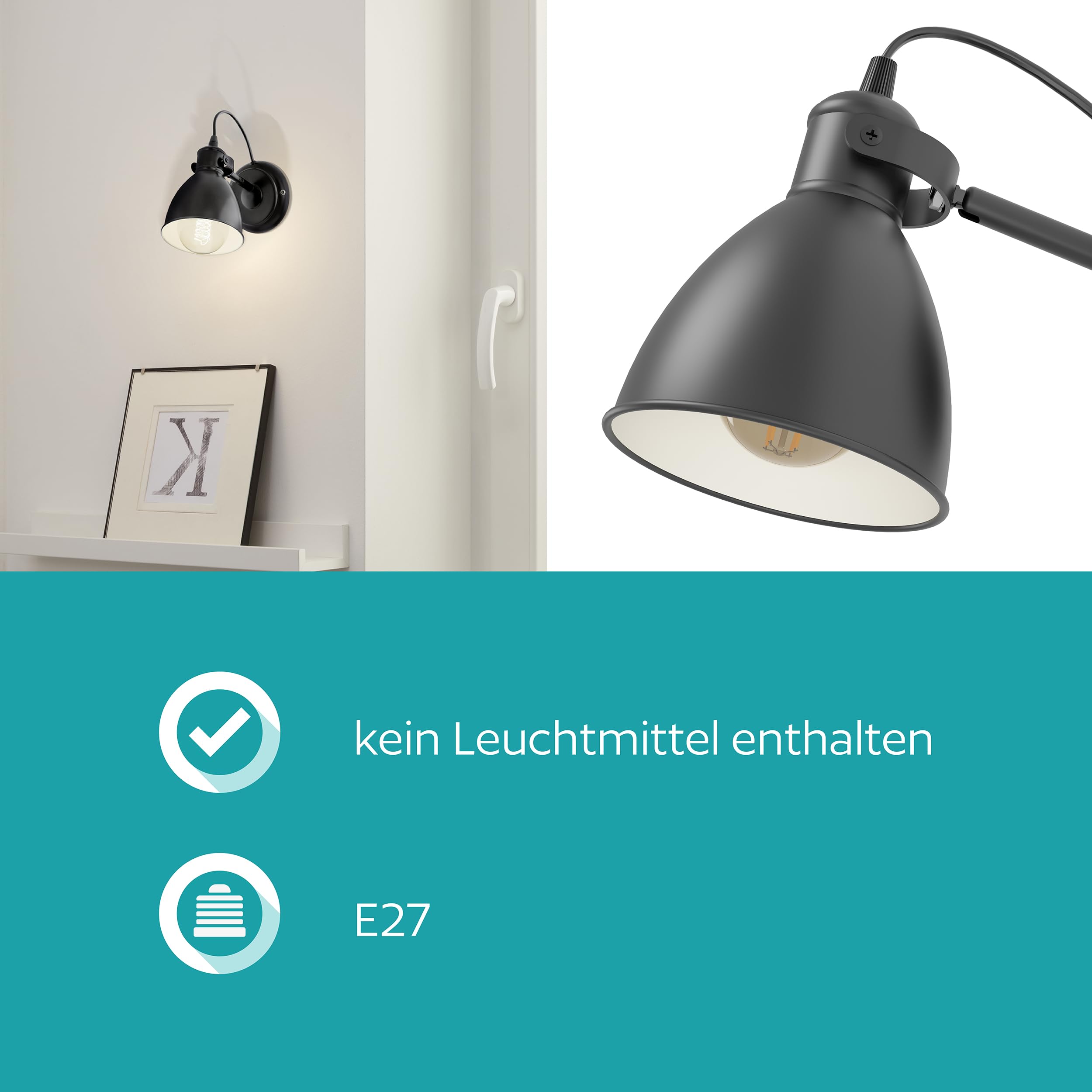 eglo-priddy-wandlampe-industrial-vintage-e27-schwarz-wei image 5