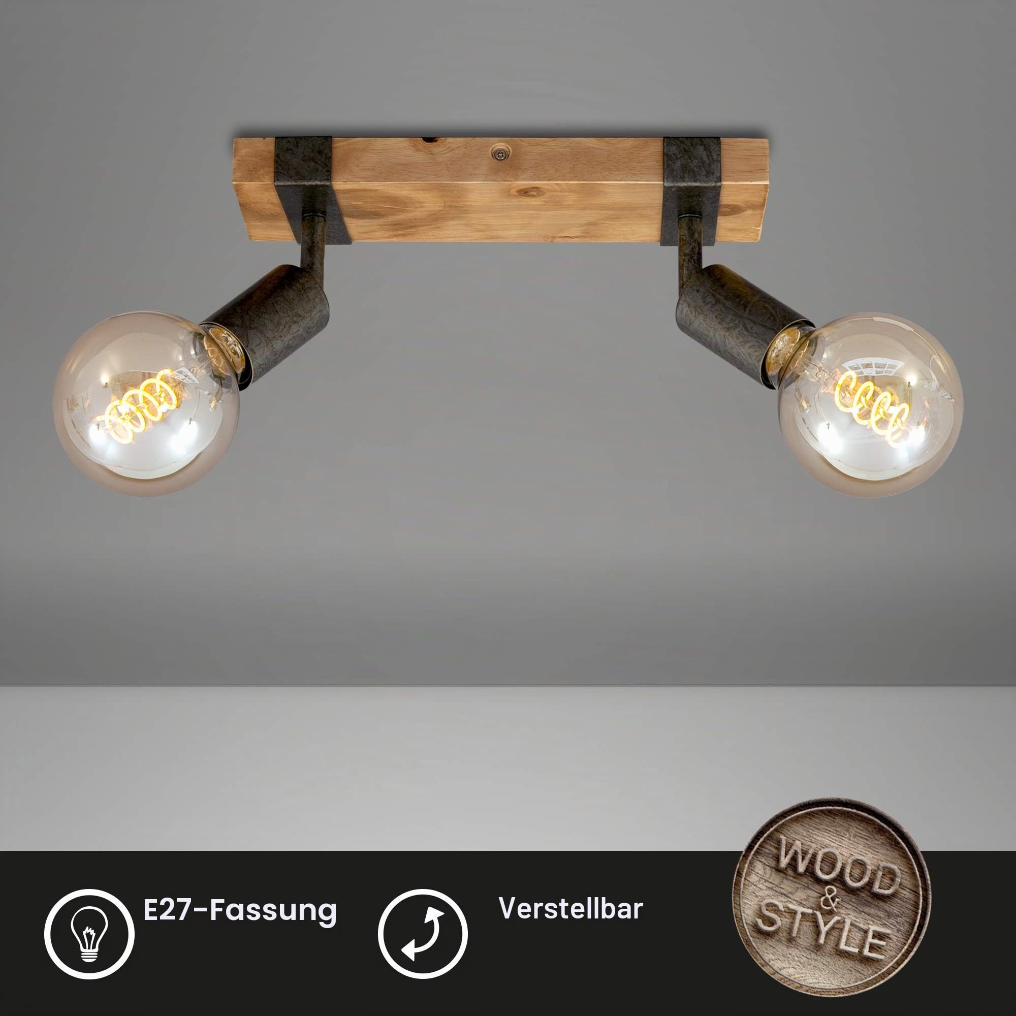 briloner-deckenstrahler-2-flammig-holz-schwarz-e27-schwenkbar image 2