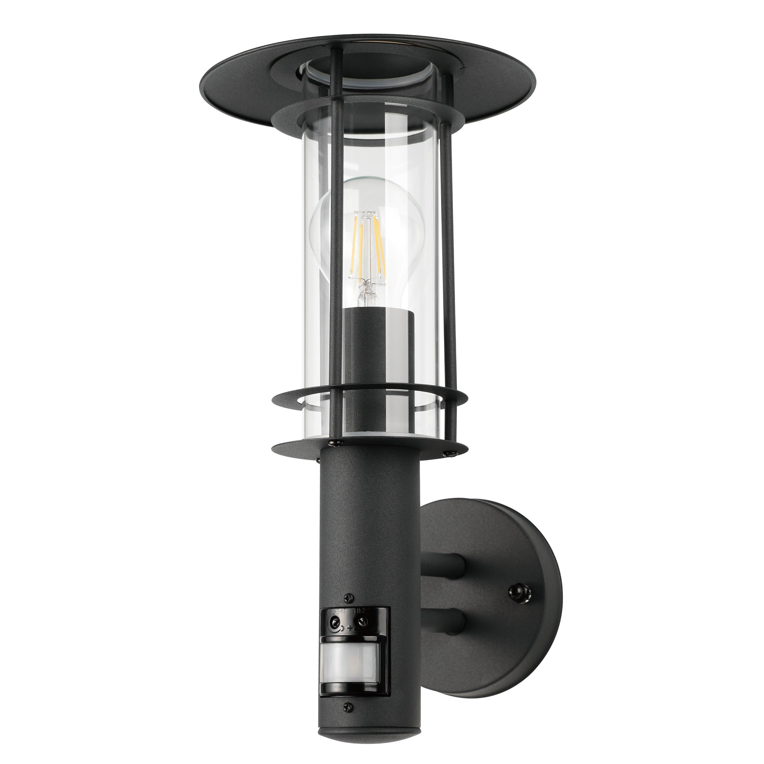 eglo-lisio-1-wandlampe-innen-e27-ip44-schwarz-klar-36-cm image 1