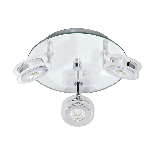 eglo-agueda-led-deckenstrahler-23-cm-stahl-chrom-glas-klar-warmwei-ip44 image 1