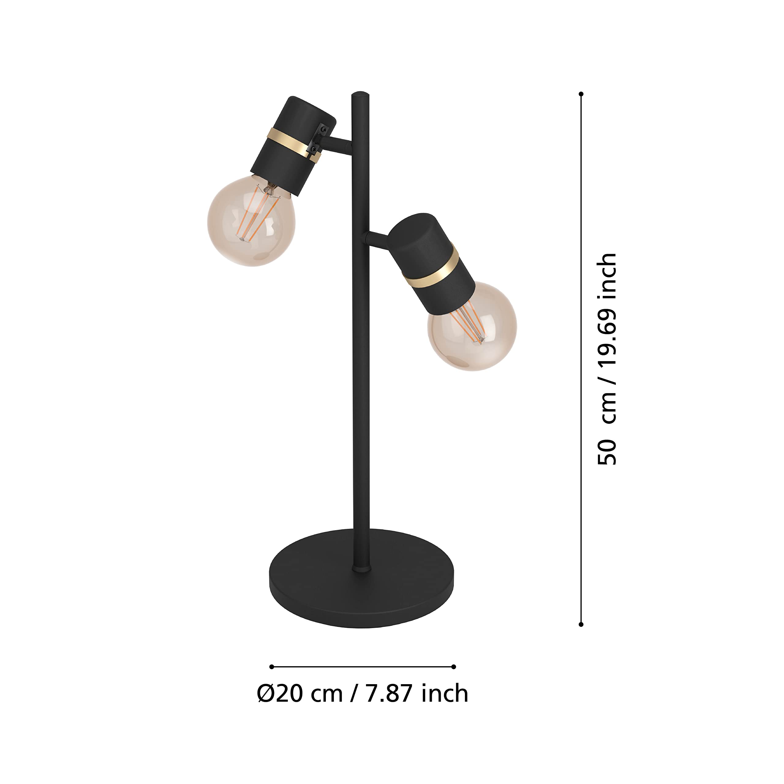 eglo-lurone-tischlampe-2-flammig-schwarz-messing-e27 image 5