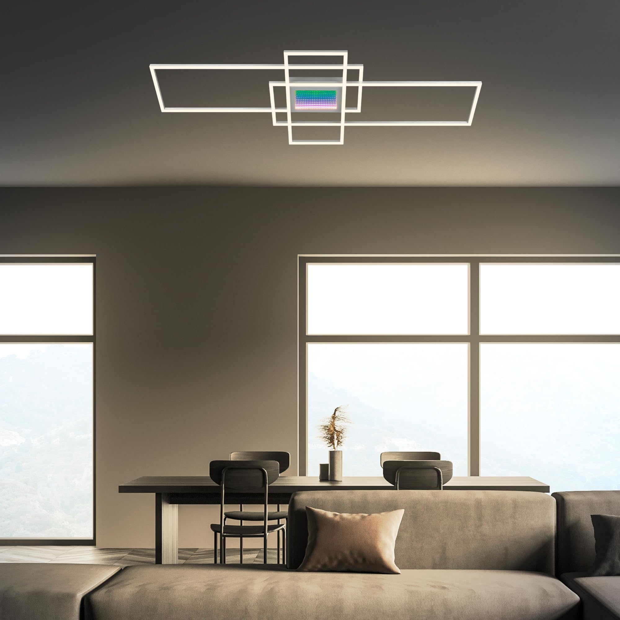 briloner-led-deckenlampe-infinity-spiegel-3d-tunneleffekt-dimmbar-110x42-cm-alu image 3
