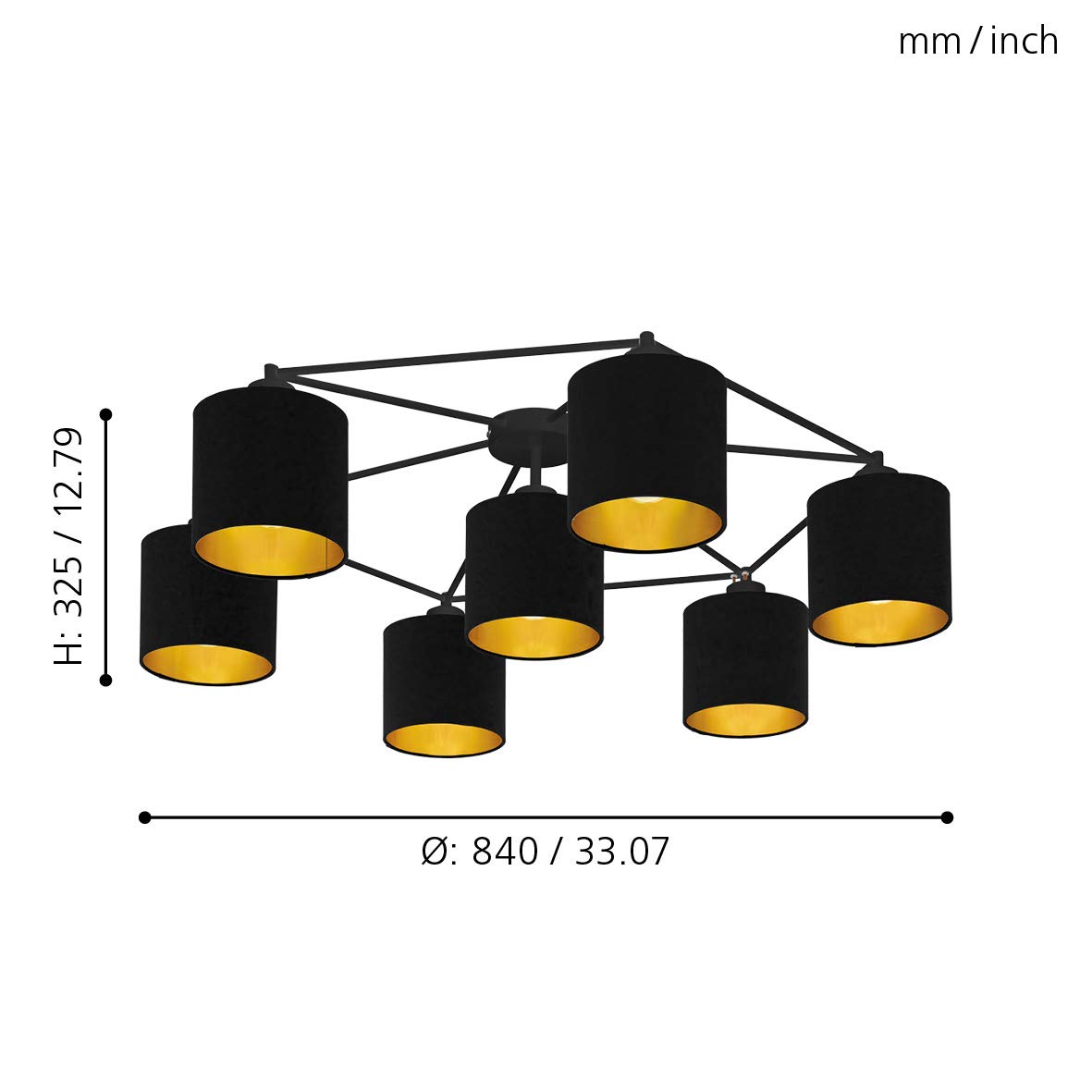 eglo-staiti-deckenlampe-7-flammig-schwarz-gold-textil-84-cm-e27 image 3