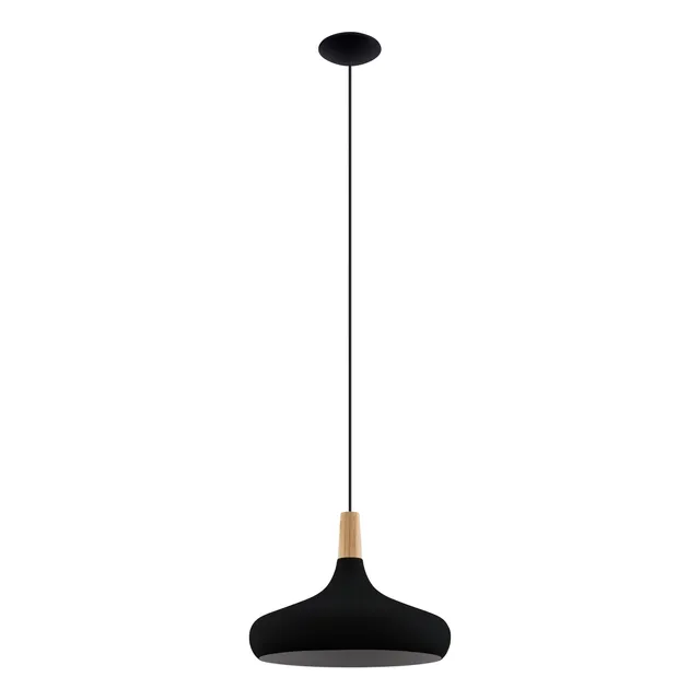 eglo-sabinar-pendelleuchte-esstischleuchte-metall-schwarz-holz-natur-e27-40-cm image 1