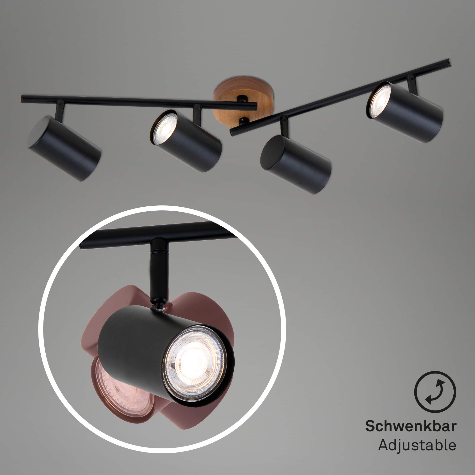 briloner-deckenstrahler-4-flammig-gu10-holzbasis-schwarz-68-2-cm image 3