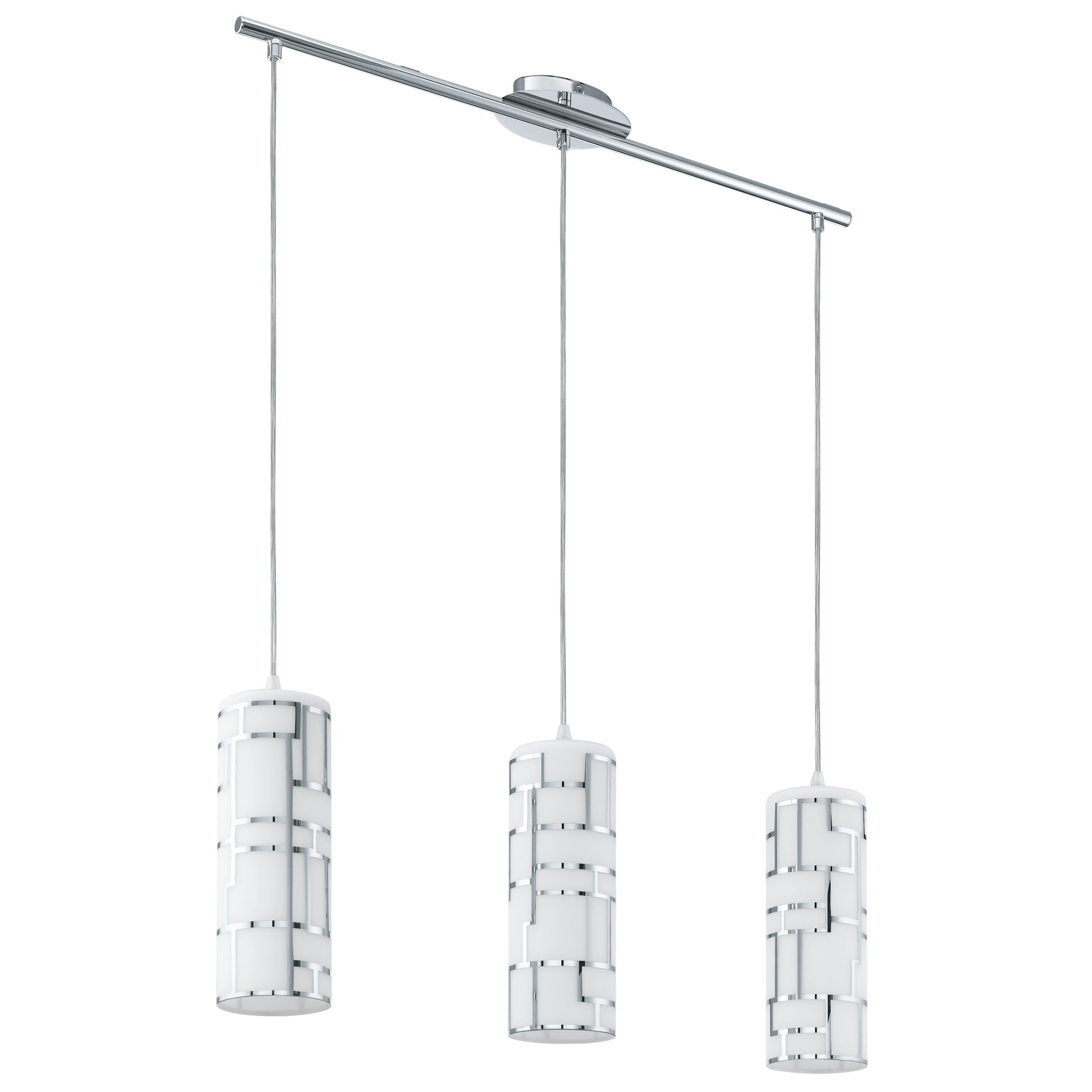 eglo-bayman-pendelleuchte-3-flammig-e27-stahl-chrom-glas-wei-72-cm-esstischlampe image 1