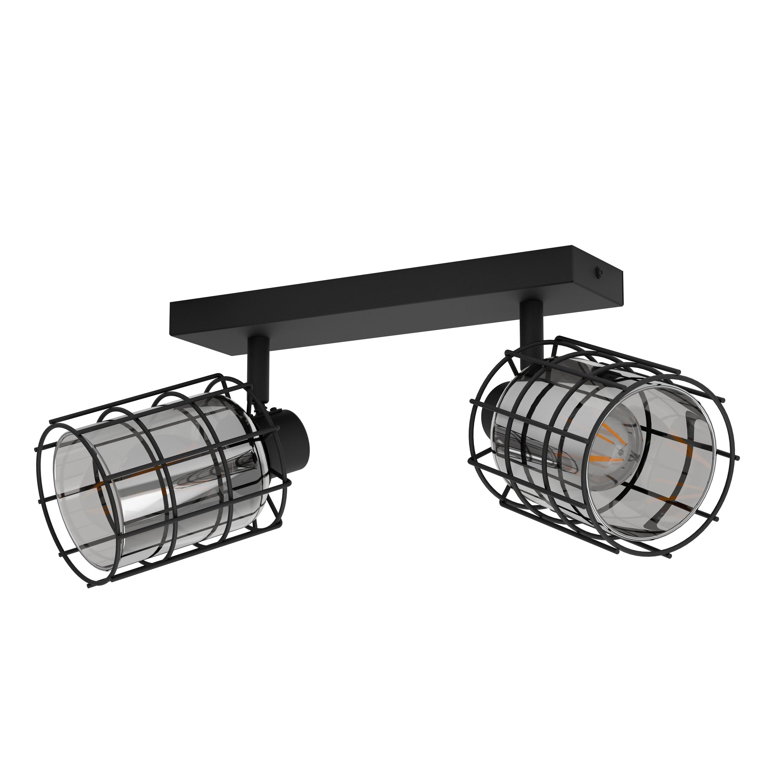 eglo-consaca-deckenstrahler-2-flammig-industrial-metall-rauchglas-e27 image 1