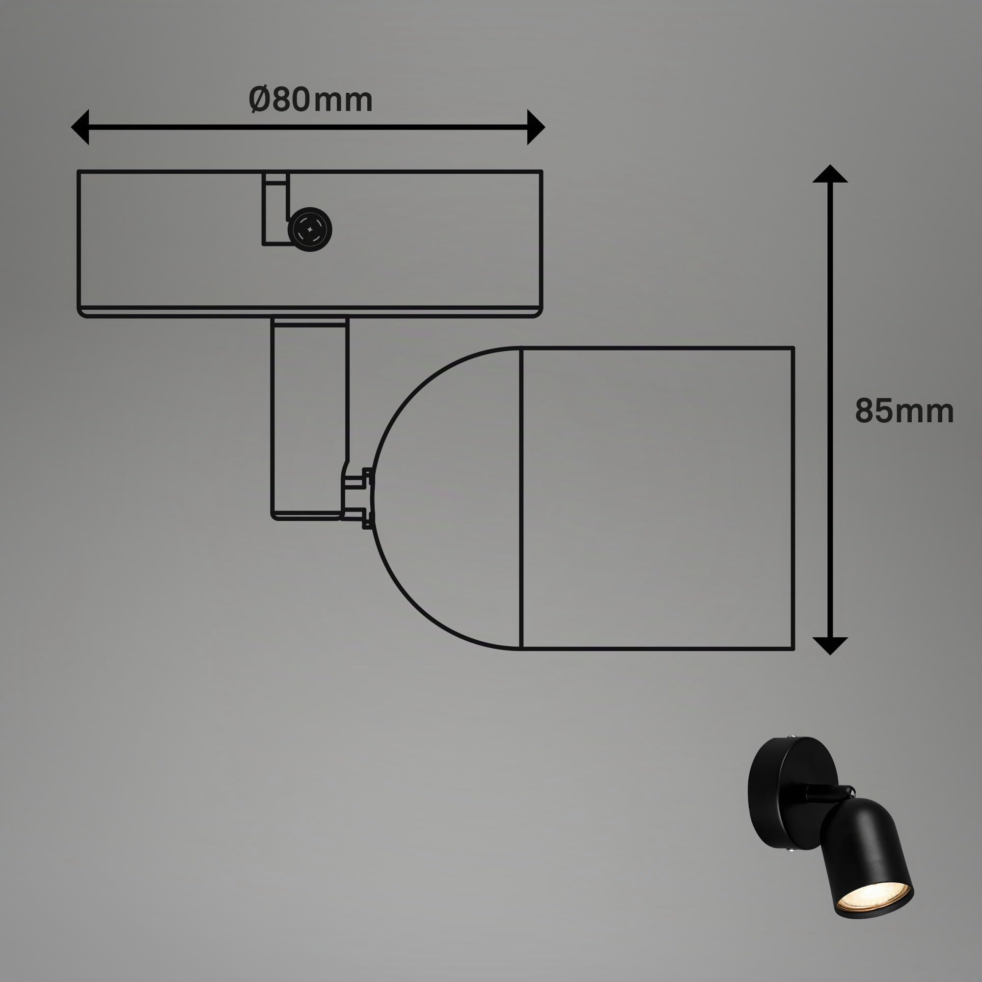 briloner-wandleuchte-leselampe-gu10-schwenkbar-schwarz-13cm image 6