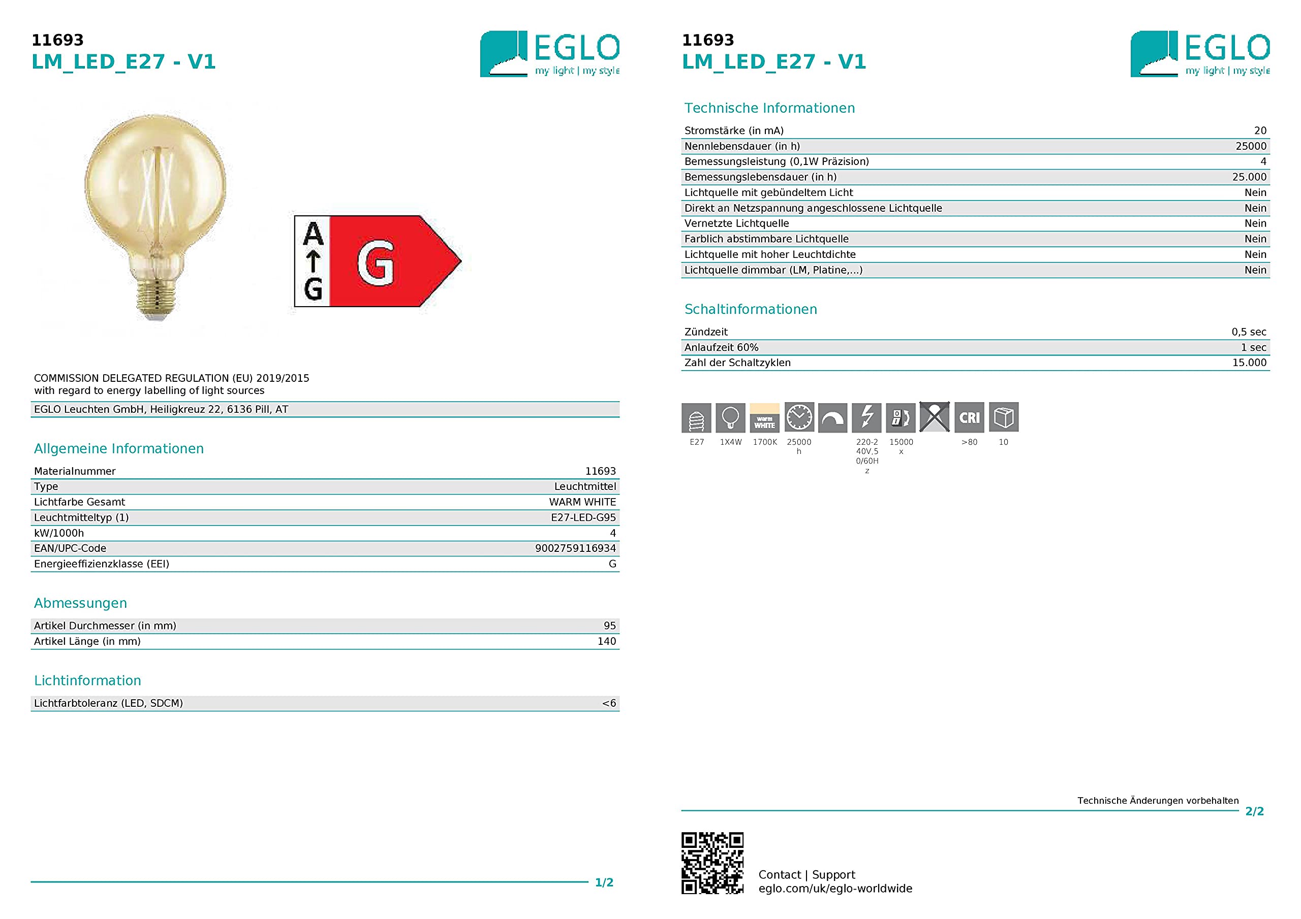 eglo-golden-vintage-led-leuchtmittel-e27-g95-globe-dimmbar-9-5-cm image 5