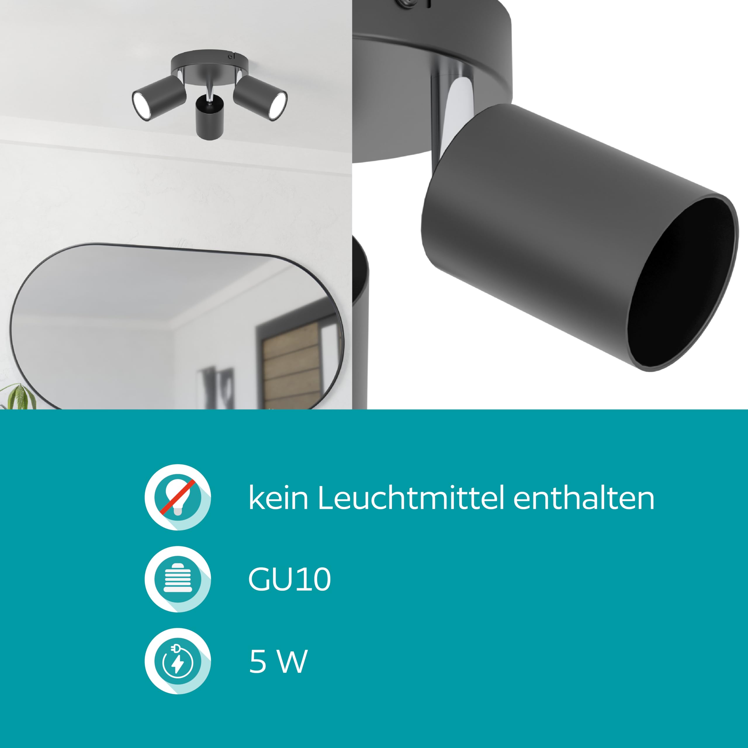 eglo-reciso-e-deckenlampe-3-flammig-spot-deckenstrahler-schwarz-gu10 image 4