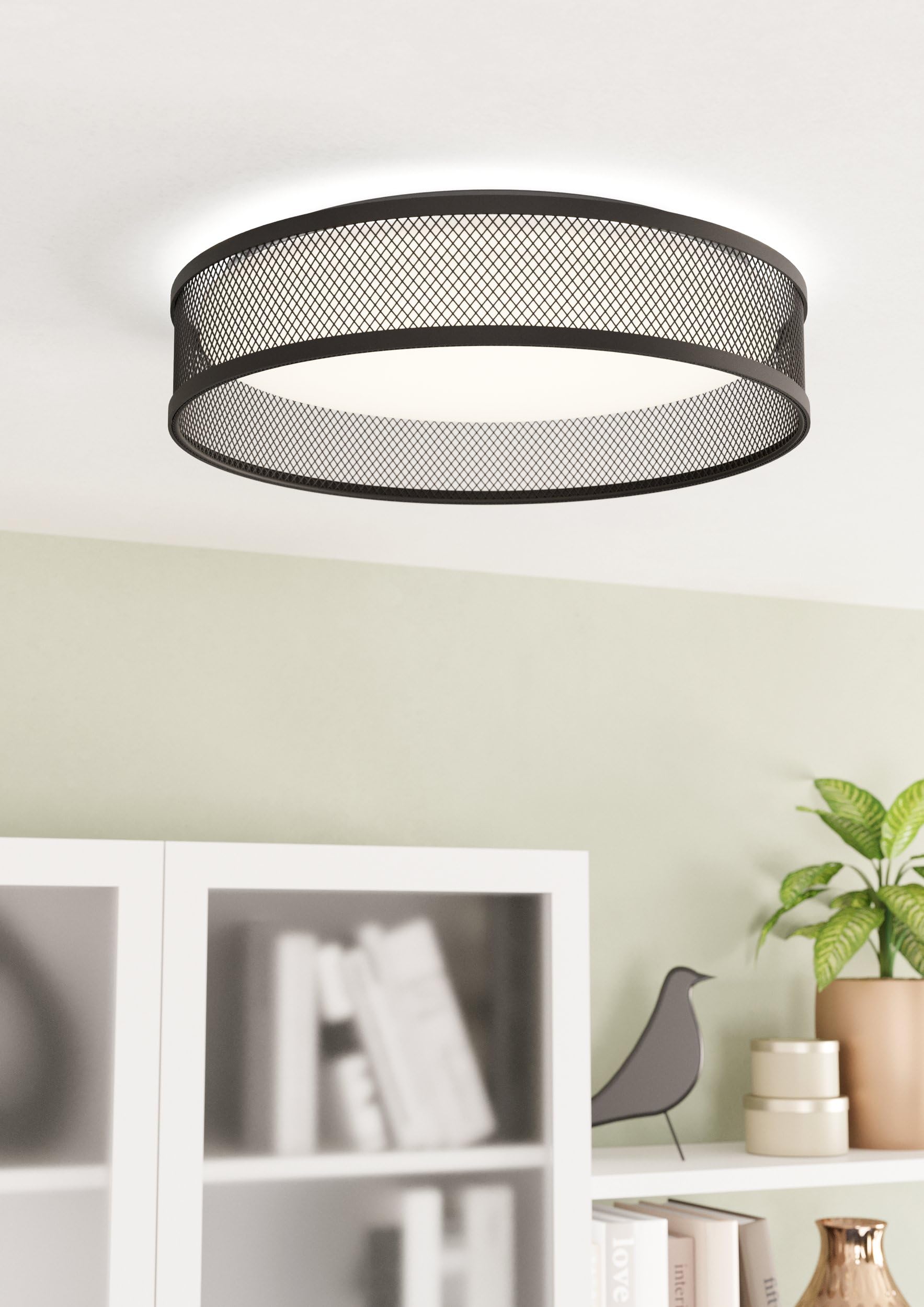 eglo-luppineria-led-deckenlampe-rund-38-5-cm-schwarz-mit-gitter-2400-lm image 3