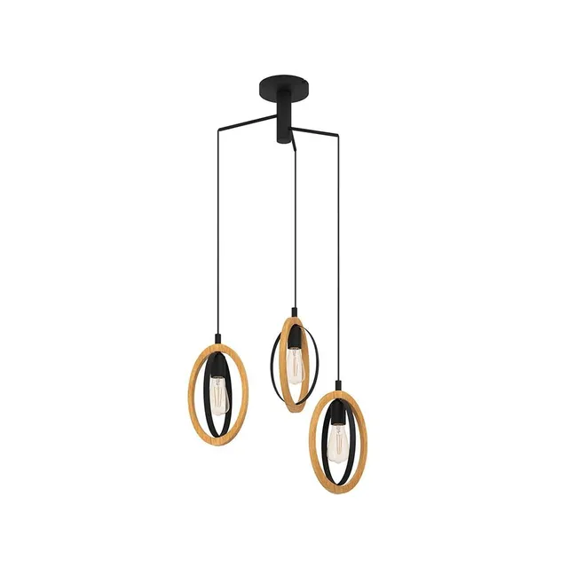 eglo-basildon-pendelleuchte-3-flammig-vintage-industrial-schwarz-natur-61-5-cm image 1