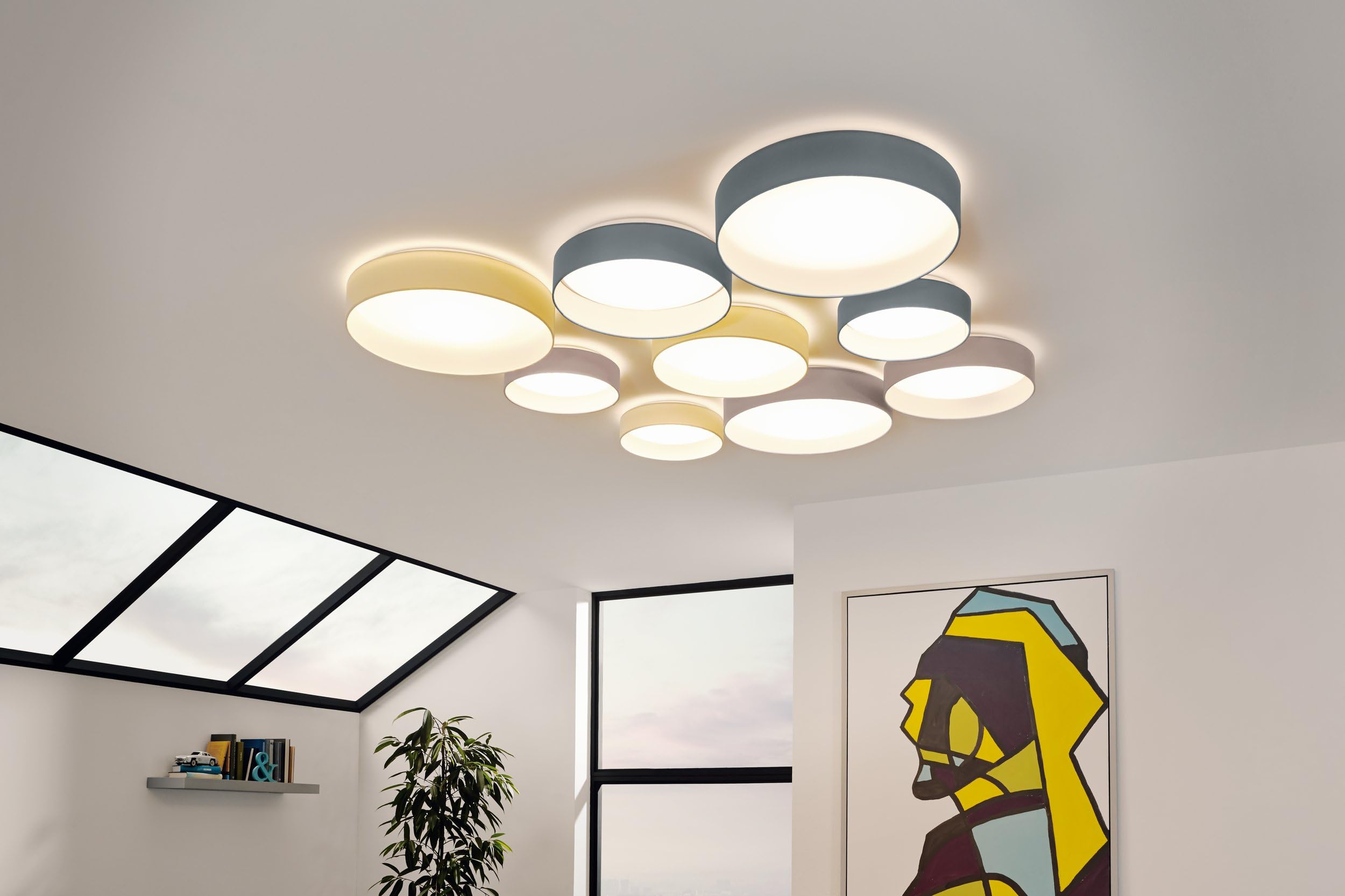eglo-palomaro-led-deckenlampe-stoff-taupe-rund-warmwei image 3