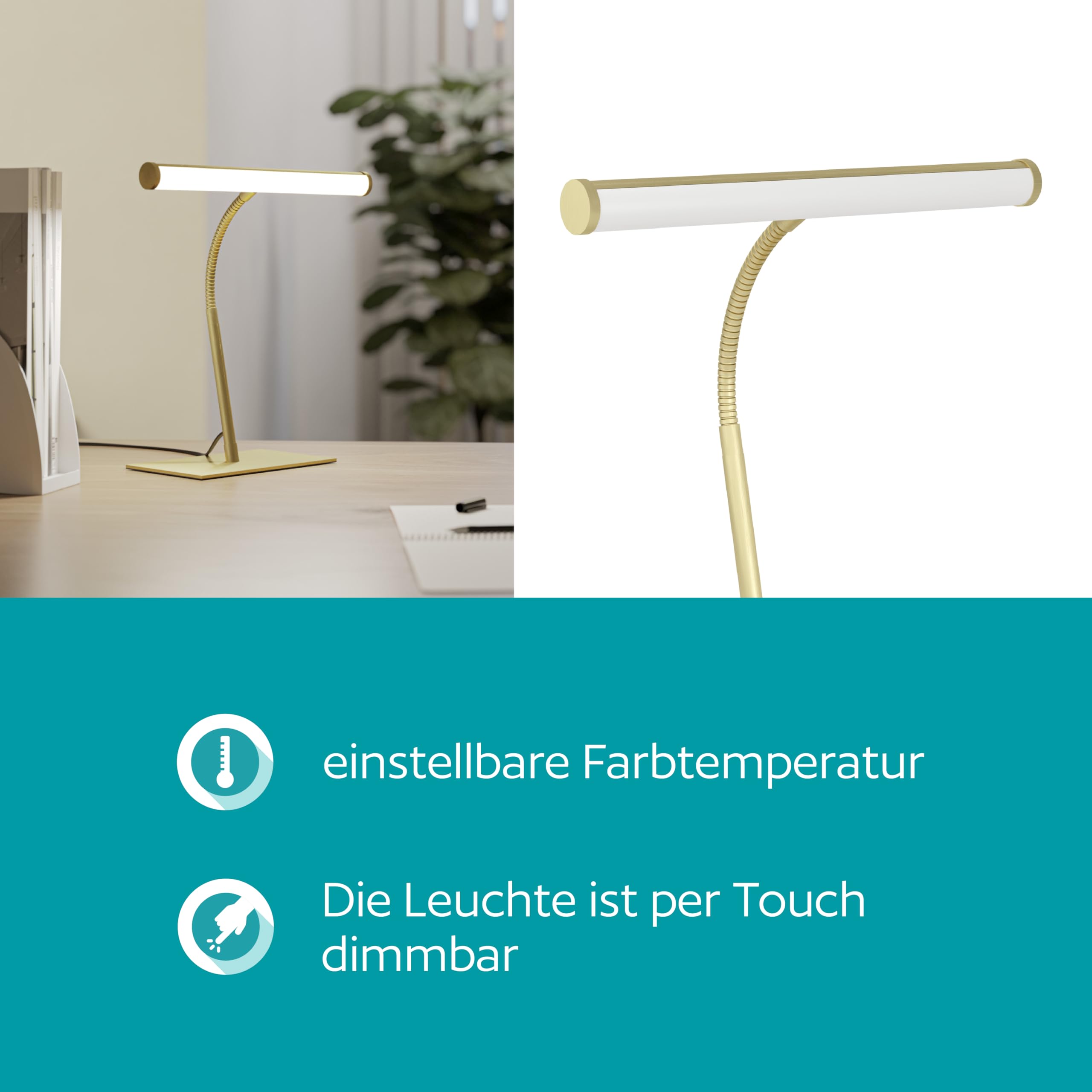 eglo-riccione-led-tischlampe-flexarm-messing-touch-dimmbar-2700-6500-k image 5
