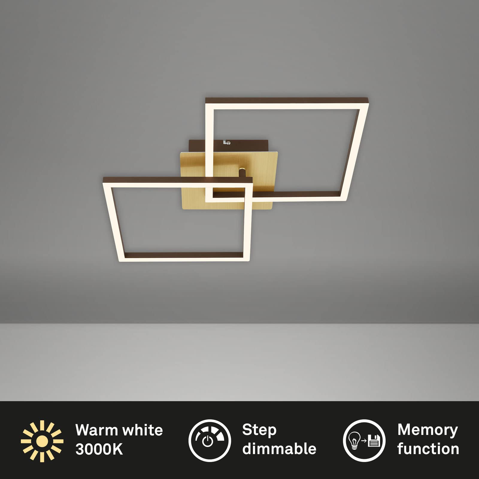 briloner-frame-led-deckenlampe-2-flammig-schwenkbar-gold-braun-620-mm-3210-017 image 2