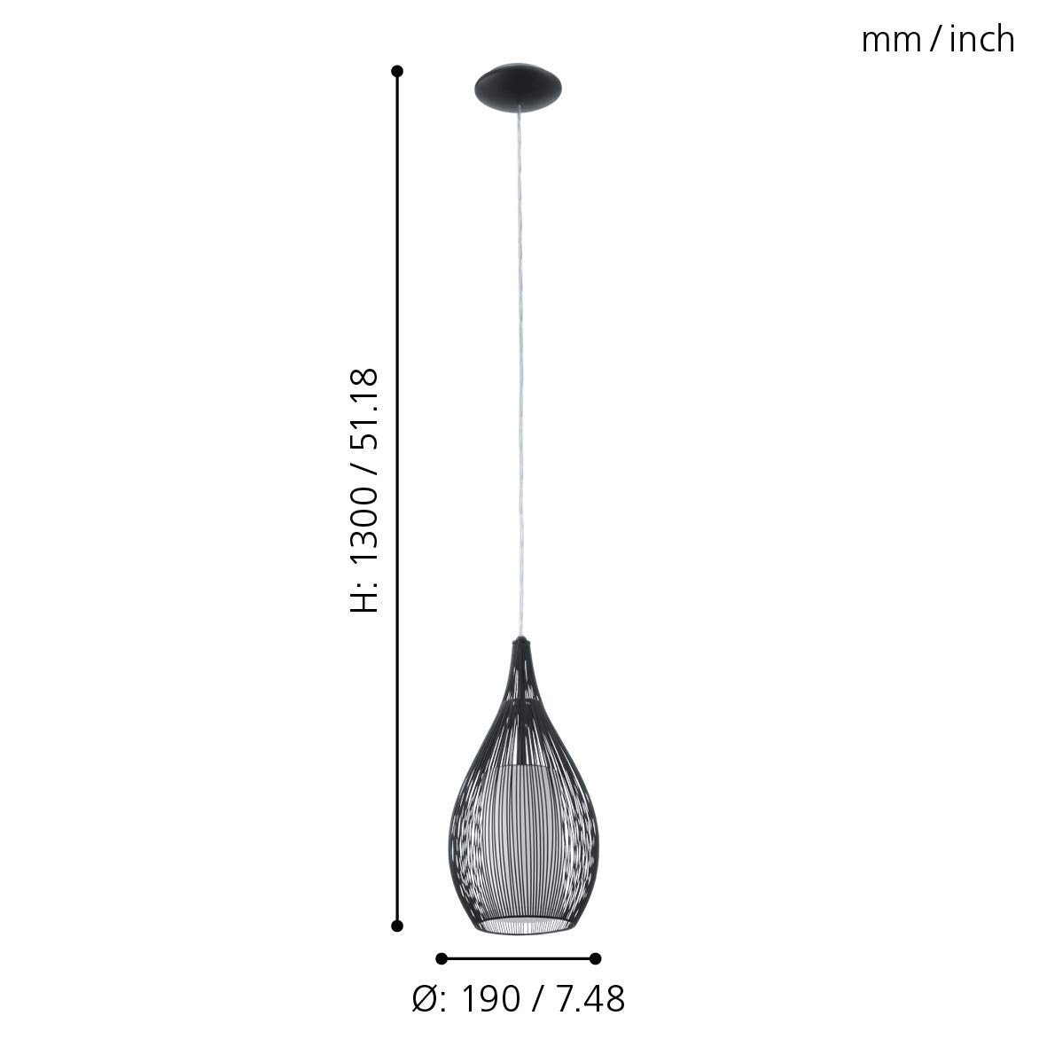 eglo-razoni-pendellampe-1-flammig-schwarz-glas-satiniert-e27 image 3