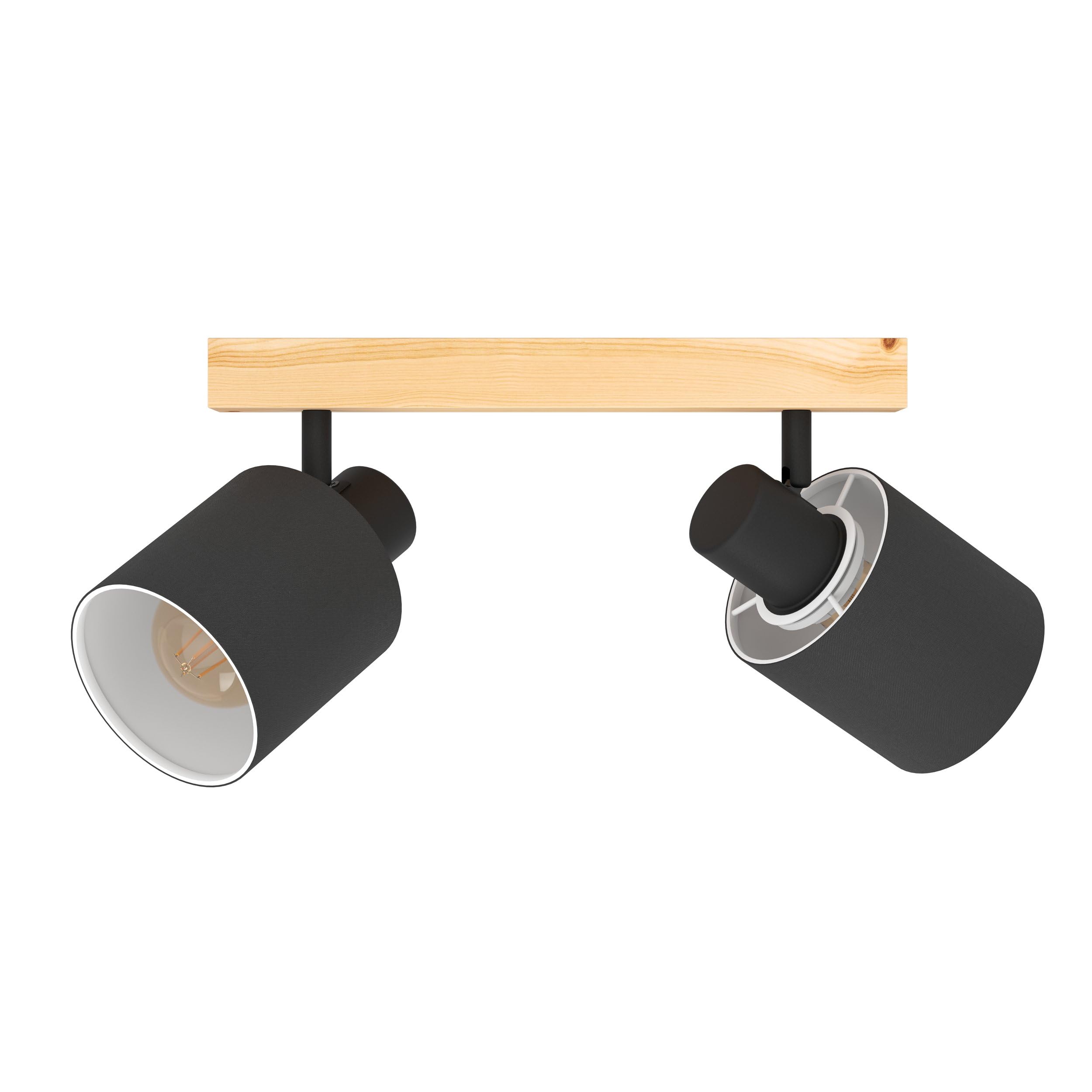 eglo-batallas-deckenstrahler-2-flammig-e27-holz-natur-schwarz-textilschirm image 2