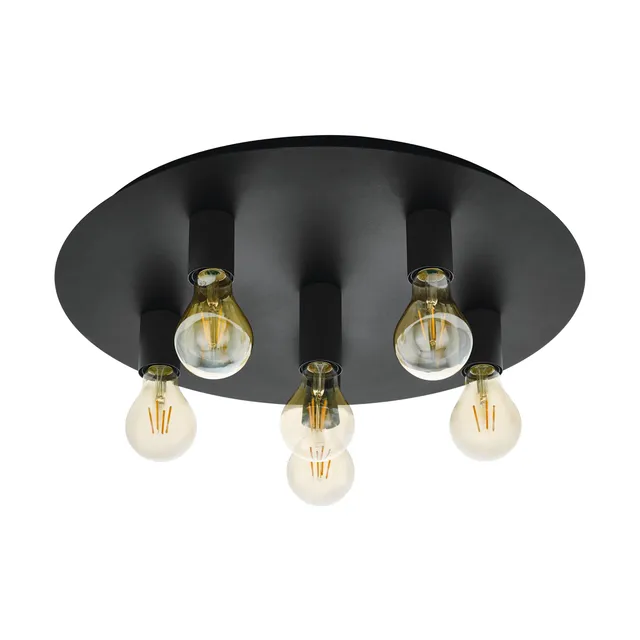 eglo-passano-1-deckenleuchte-6-flammig-industrial-schwarz-stahl-55-cm-e27 image 1