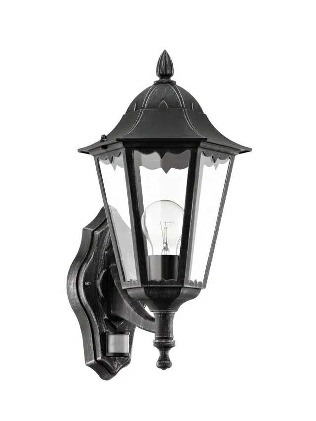 eglo-navedo-au-en-wandlampe-mit-bewegungsmelder-laterne-aluguss-schwarz-e27-ip44 image 1