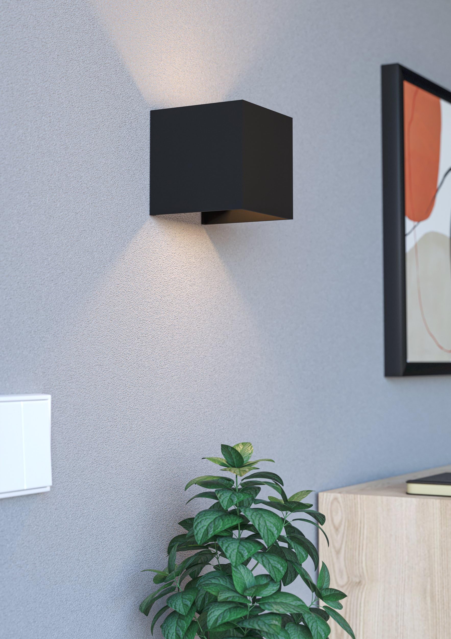 eglo-rincine-led-akku-wandleuchte-au-en-w-rfel-schwarz-mit-bewegungsmelder-usb-c image 2