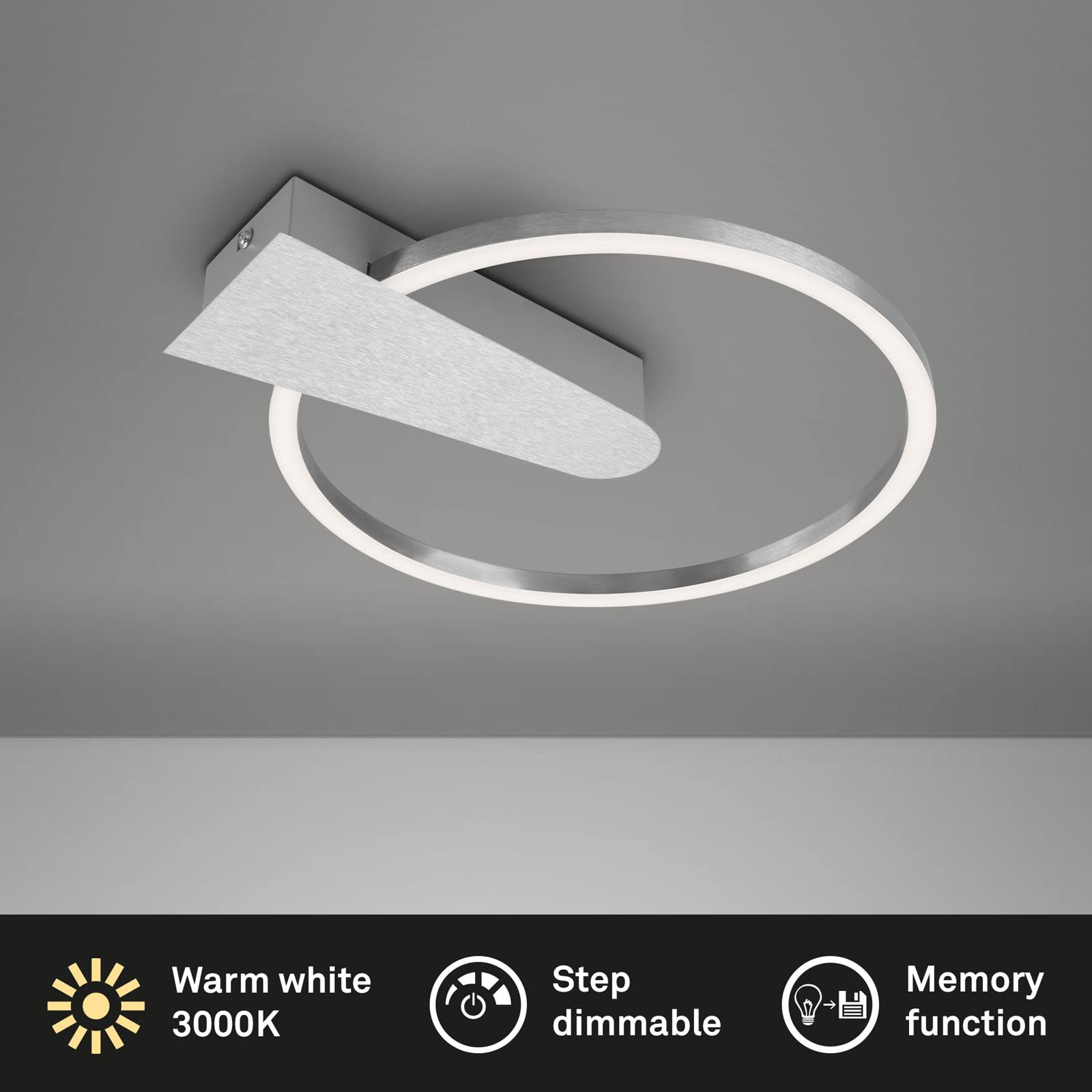 briloner-led-deckenleuchte-rund-29-5-cm-aluminium-12w-warmwei-3-stufen-dimmbar image 2