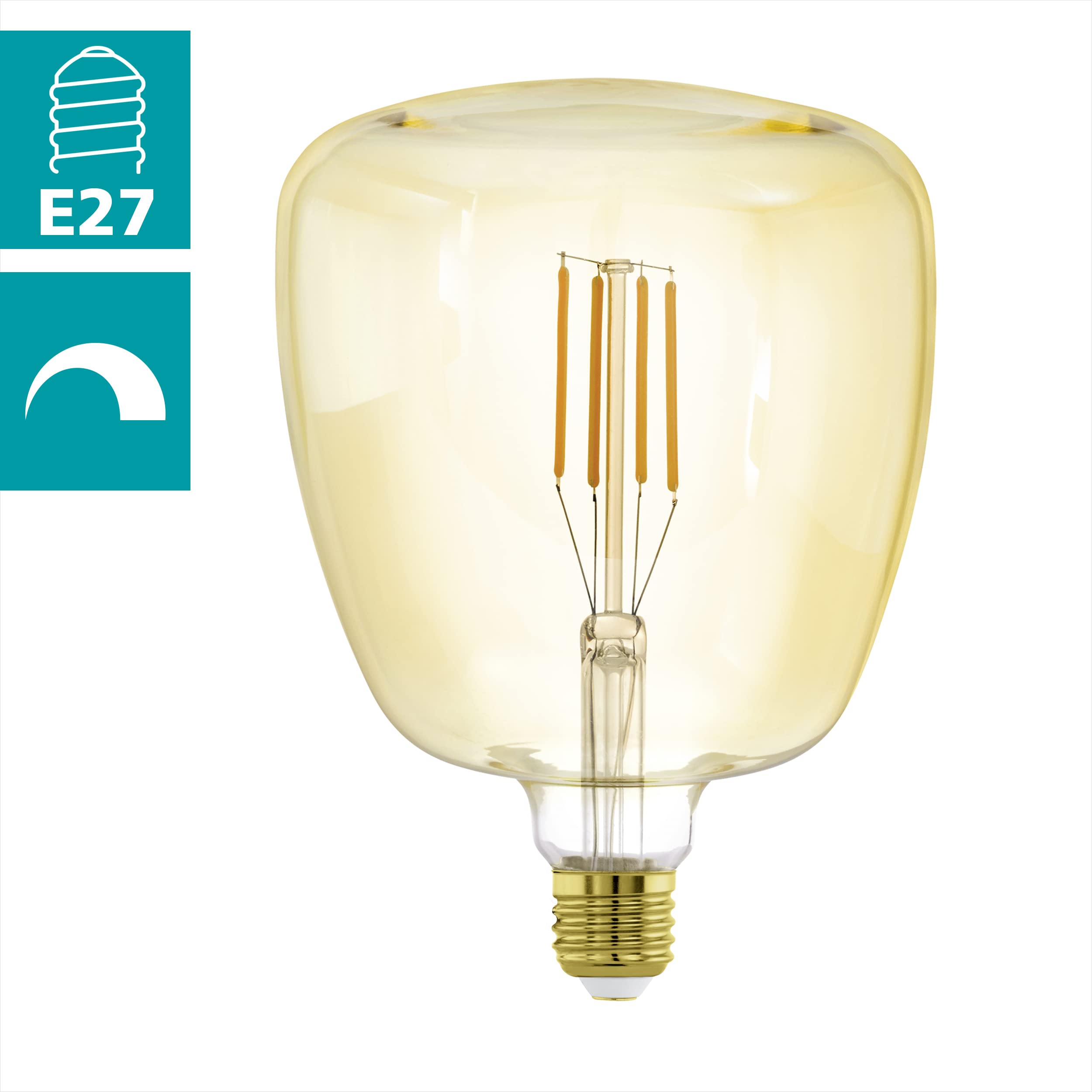 eglo-amber-vintage-e27-filament-led-t140-mid-size-14-cm-4w-dimmbar image 2