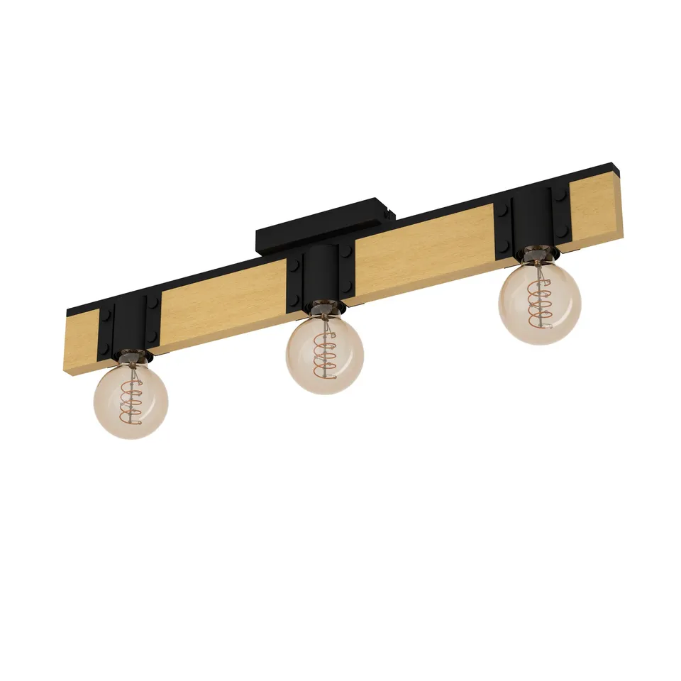 eglo-bailrigg-3-flammiger-deckenstrahler-balken-65-5cm-holz-metall-schwarz image 1