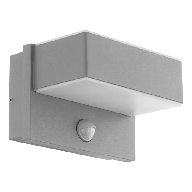 eglo-azzinano-led-au-en-wandleuchte-2-flammig-mit-bewegungsmelder-silber-wei-ip4 image 1