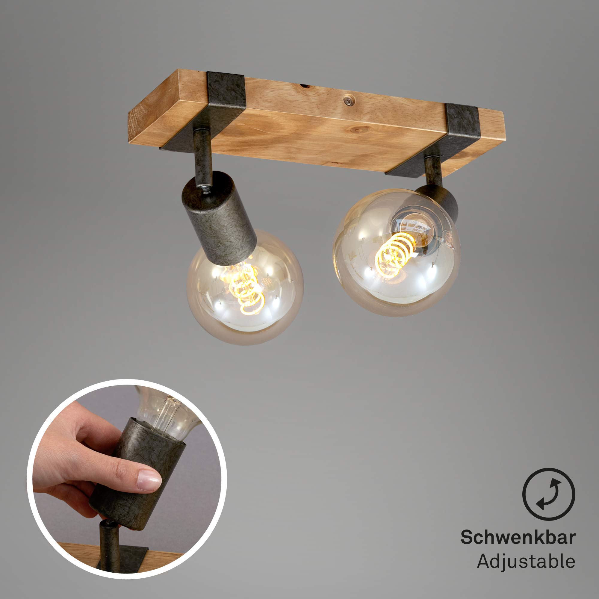 briloner-deckenstrahler-2-flammig-holz-schwarz-e27-schwenkbar image 3