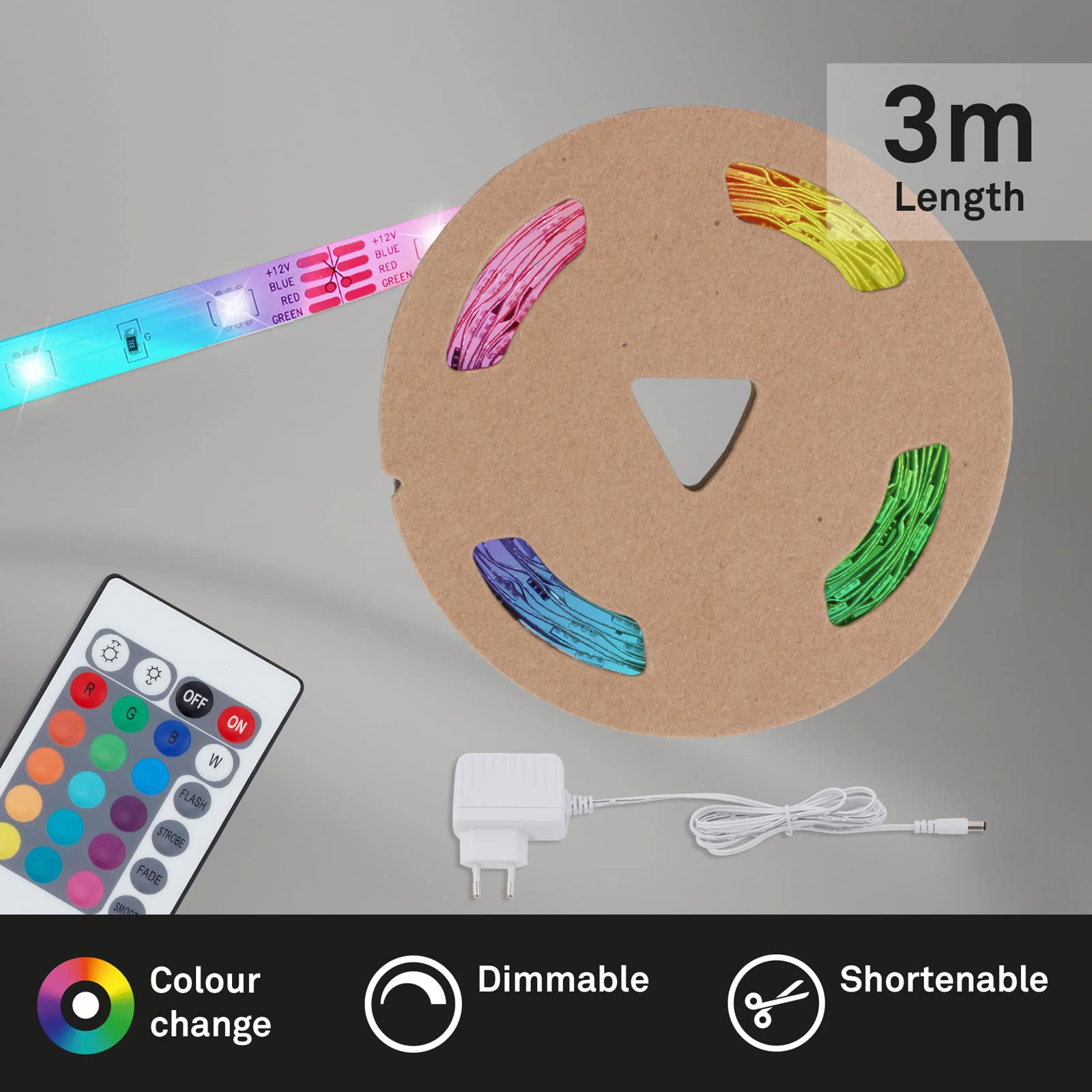 briloner-led-strip-3m-rgb-dimmbar-mit-fernbedienung-wei image 2