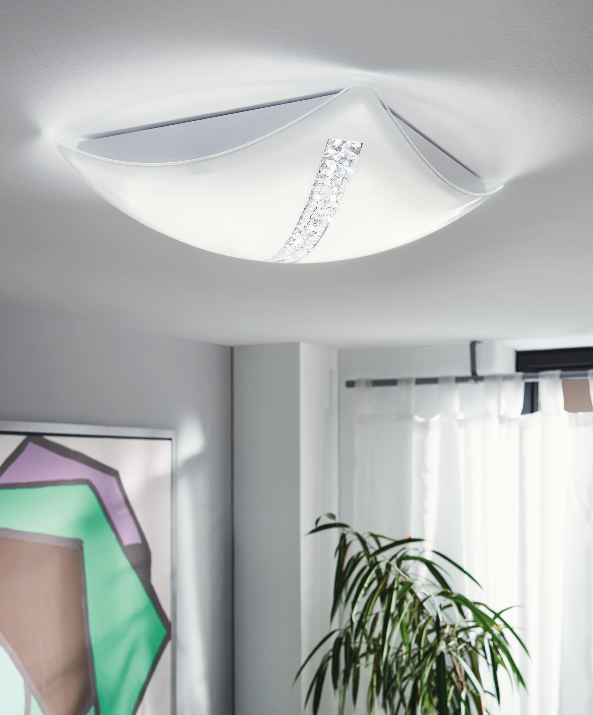 eglo-osseja-led-deckenleuchte-34-x-34-cm-wei-mit-brillantglas-1850-lumen-warmwei image 2