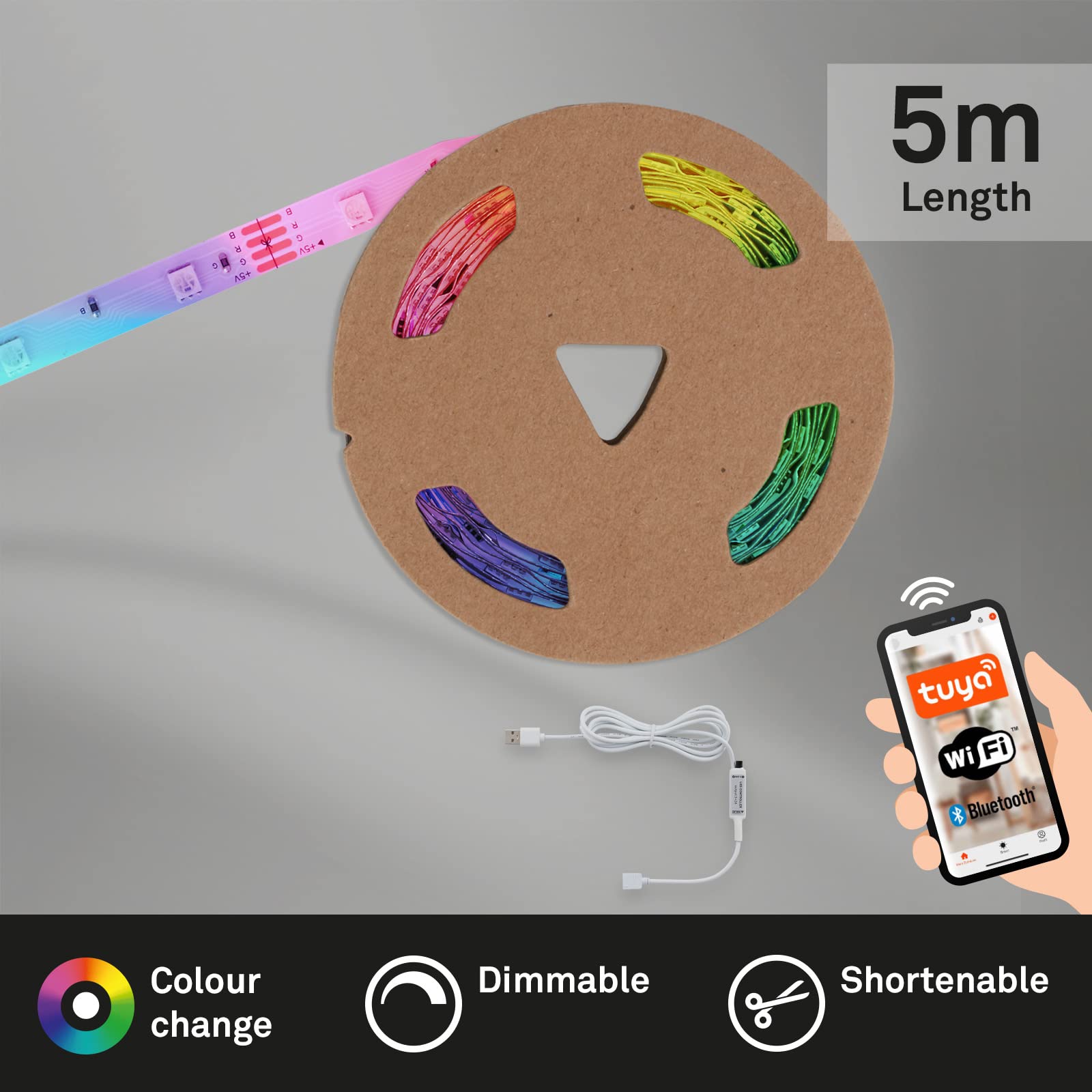 briloner-usb-led-strip-5m-smart-rgb-wlan-bluetooth-tuya-app-sprachsteuerung-wei image 2