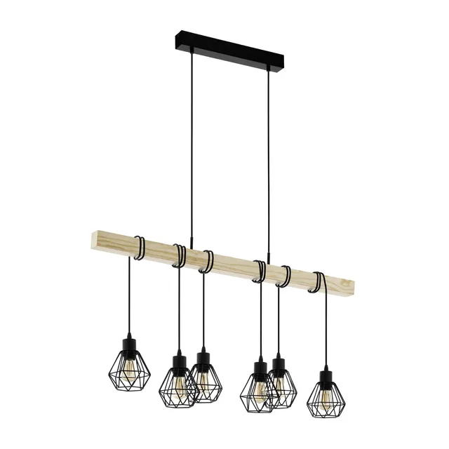 eglo-townshend-5-pendellampe-6-flammig-vintage-schwarz-braun image 1