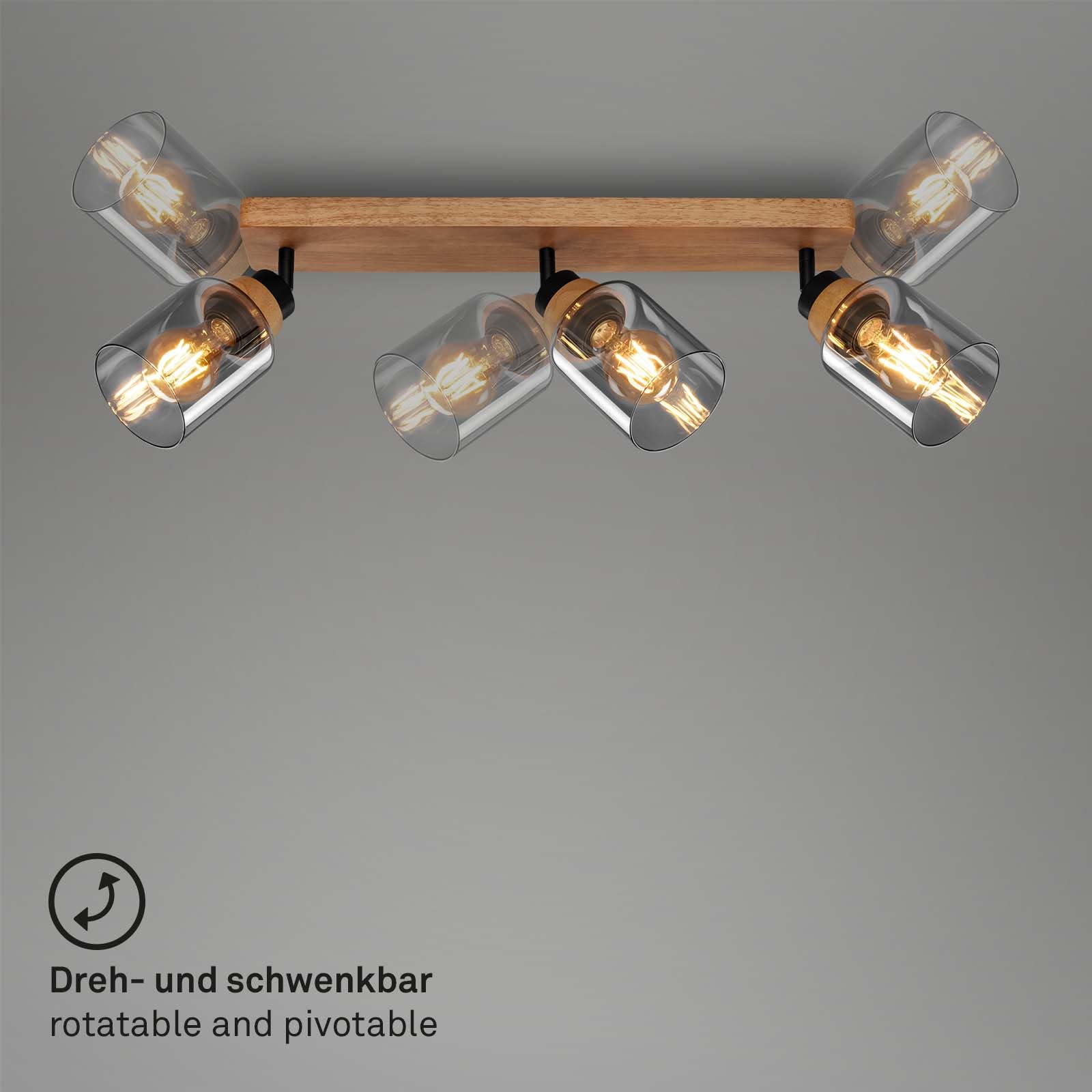 briloner-deckenlampe-3-flammig-mit-rauchglas-schwenkbar-schwarz-holz image 6